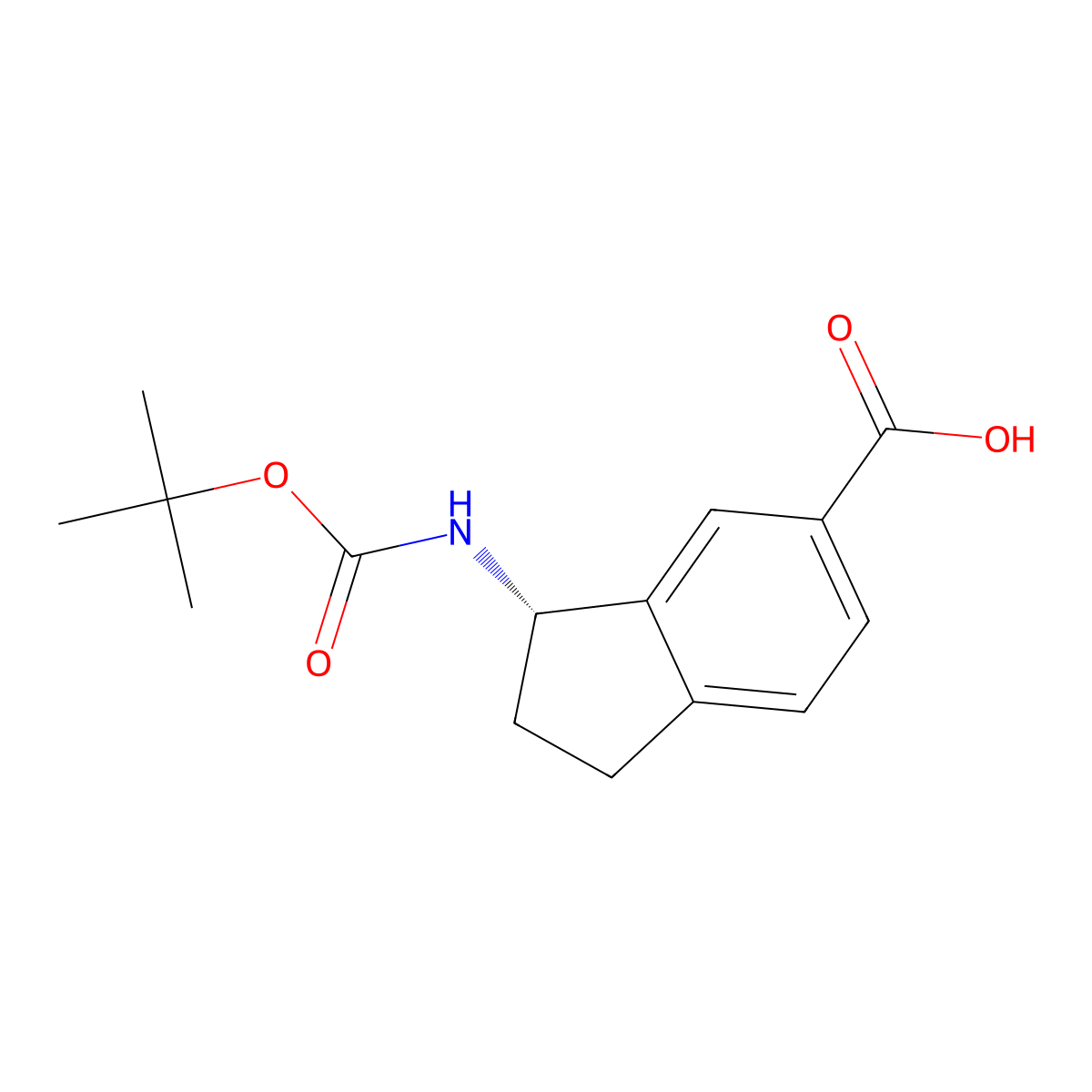 (3S)-3-(((tert-butoxy)carbonyl)amino)-2,3-dihydro-1H-indene-5-carboxylic acid molecular structure, CAS 2919940-90-0