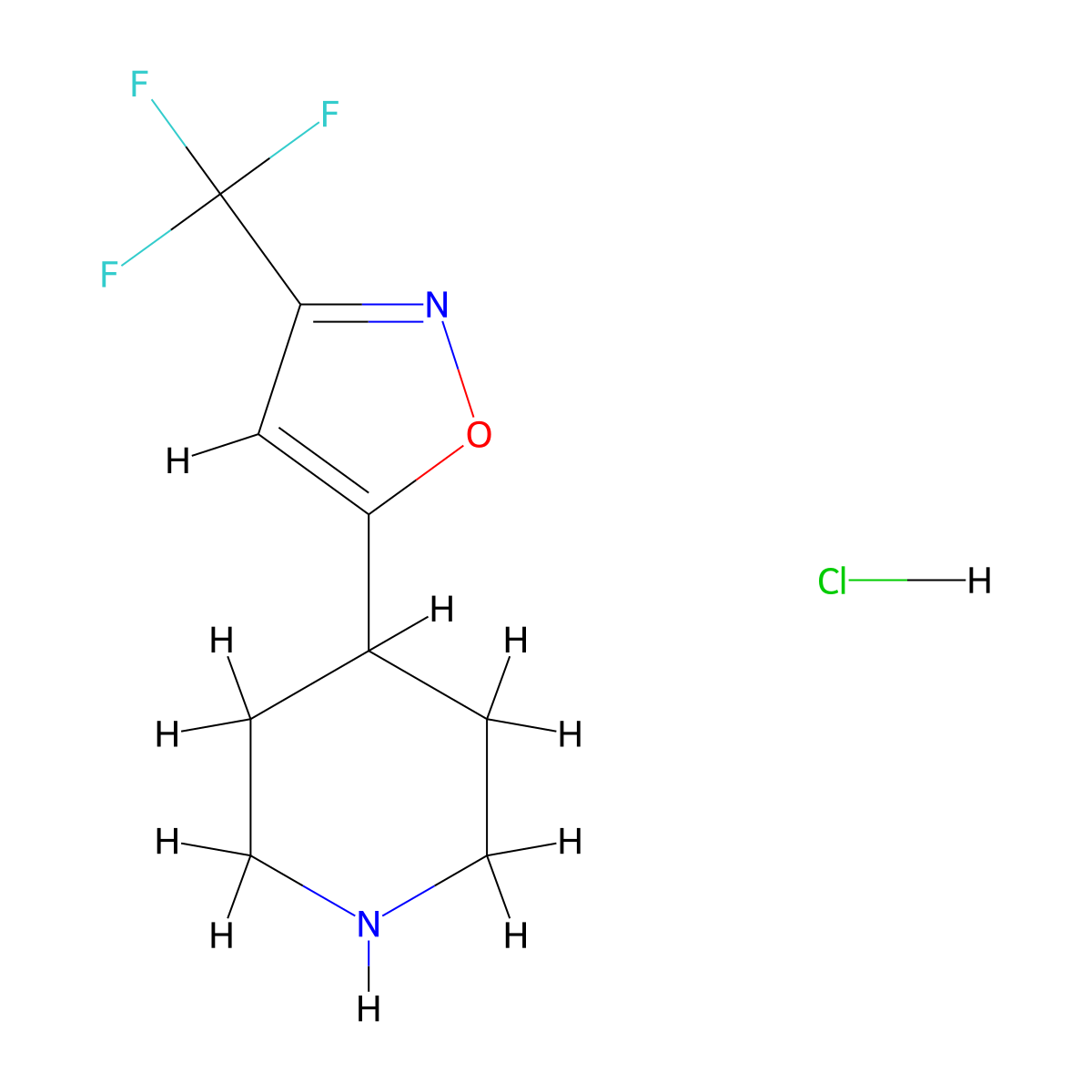 4-[3-(Trifluoromethyl)-1,2-oxazol-5-yl]piperidine hydrochloride molecular structure, CAS 2919945-72-3