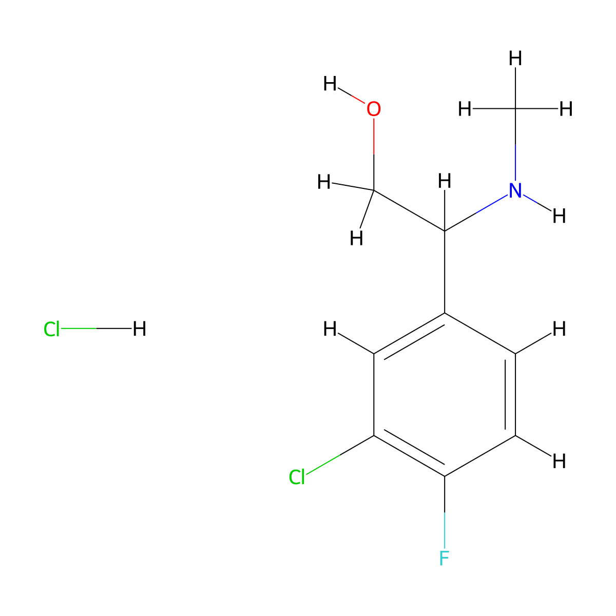 2-(3-Chloro-4-fluorophenyl)-2-(methylamino)ethan-1-ol hydrochloride molecular structure, CAS 2919945-89-2