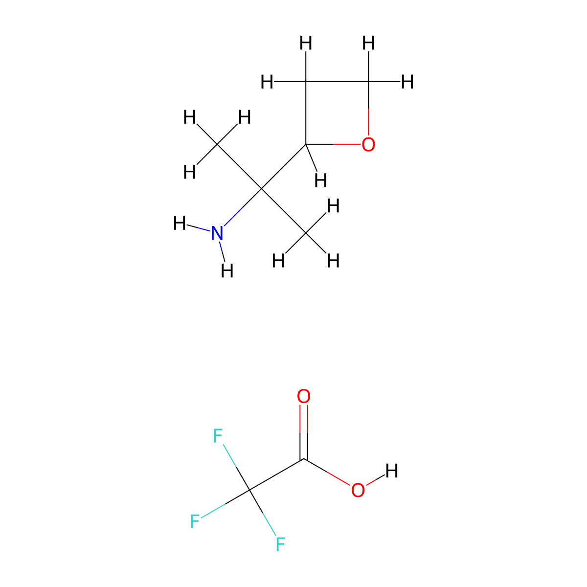 2-(Oxetan-2-yl)propan-2-amine; trifluoroacetic acid molecular structure, CAS 2919945-93-8