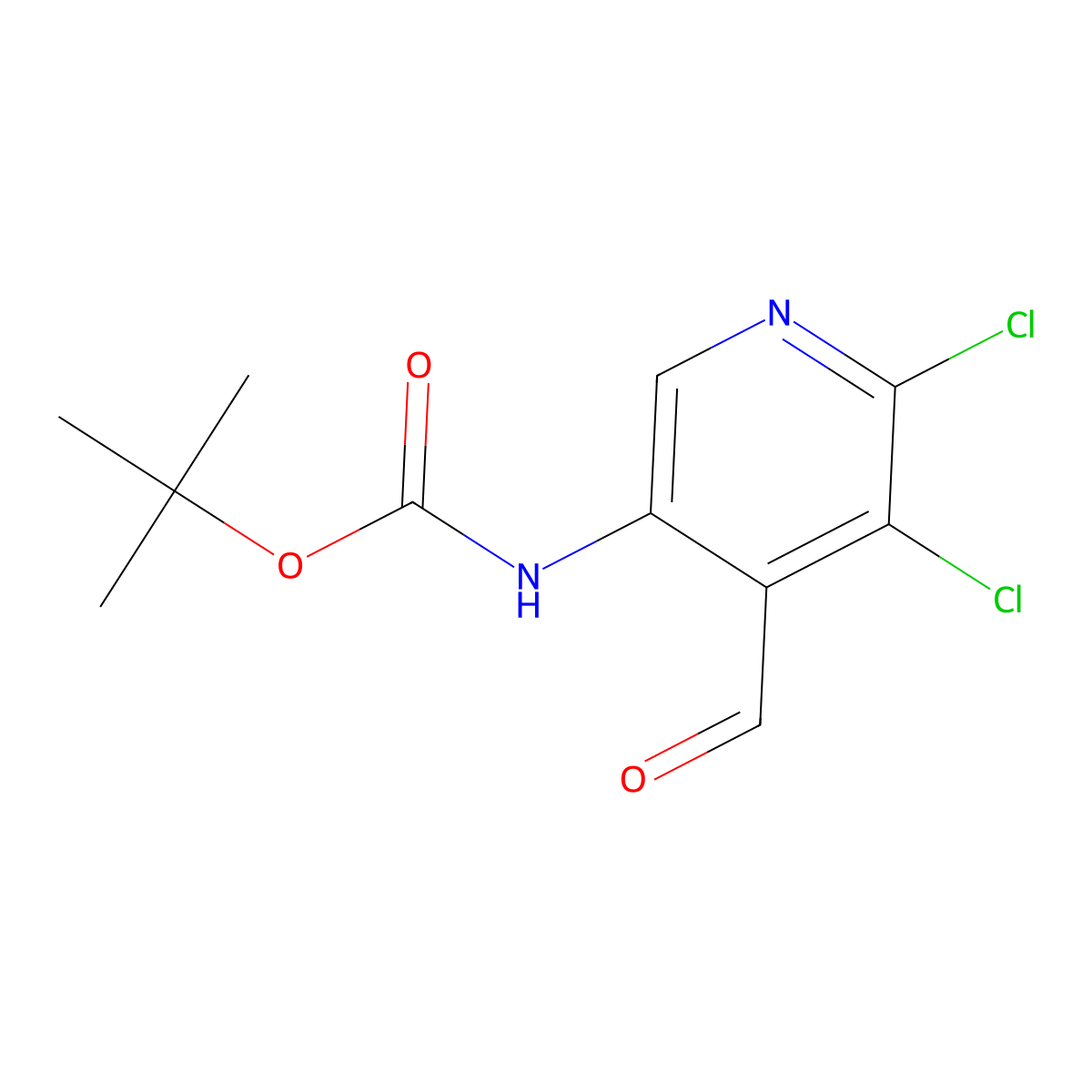 tert-butyl N-(5,6-dichloro-4-formylpyridin-3-yl)carbamate molecular structure, CAS 2919945-97-2