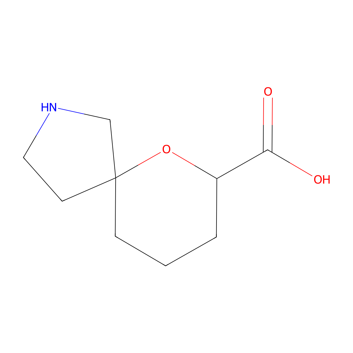6-Oxa-2-azaspiro[4.5]decane-7-carboxylic acid molecular structure, CAS 2919946-12-4