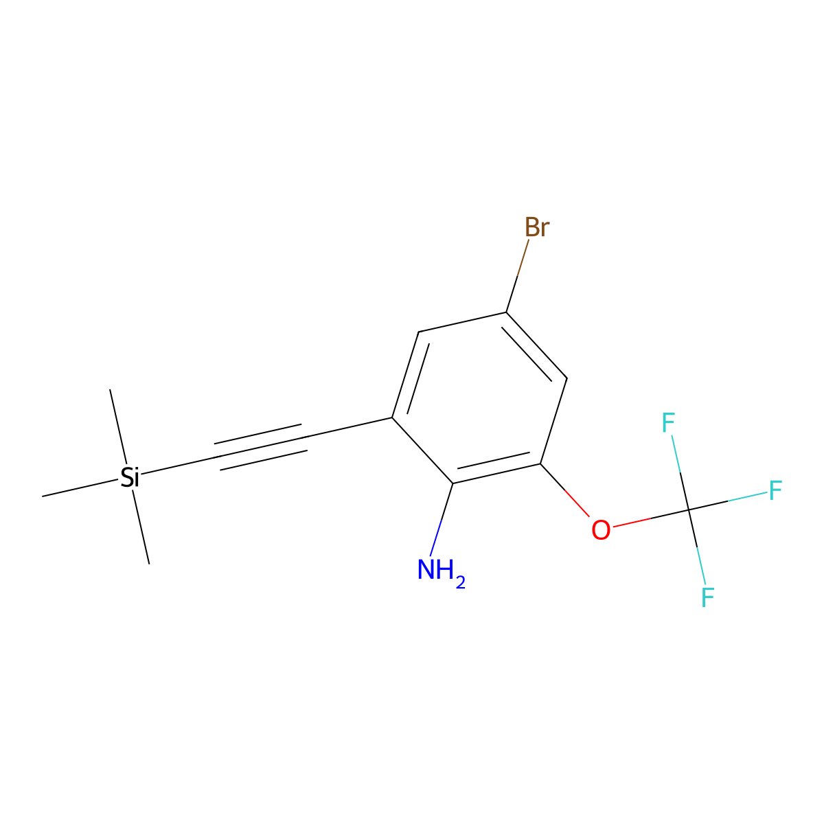 4-Bromo-2-(trifluoromethoxy)-6-[2-(trimethylsilyl)ethynyl]aniline molecular structure, CAS 2919946-25-9