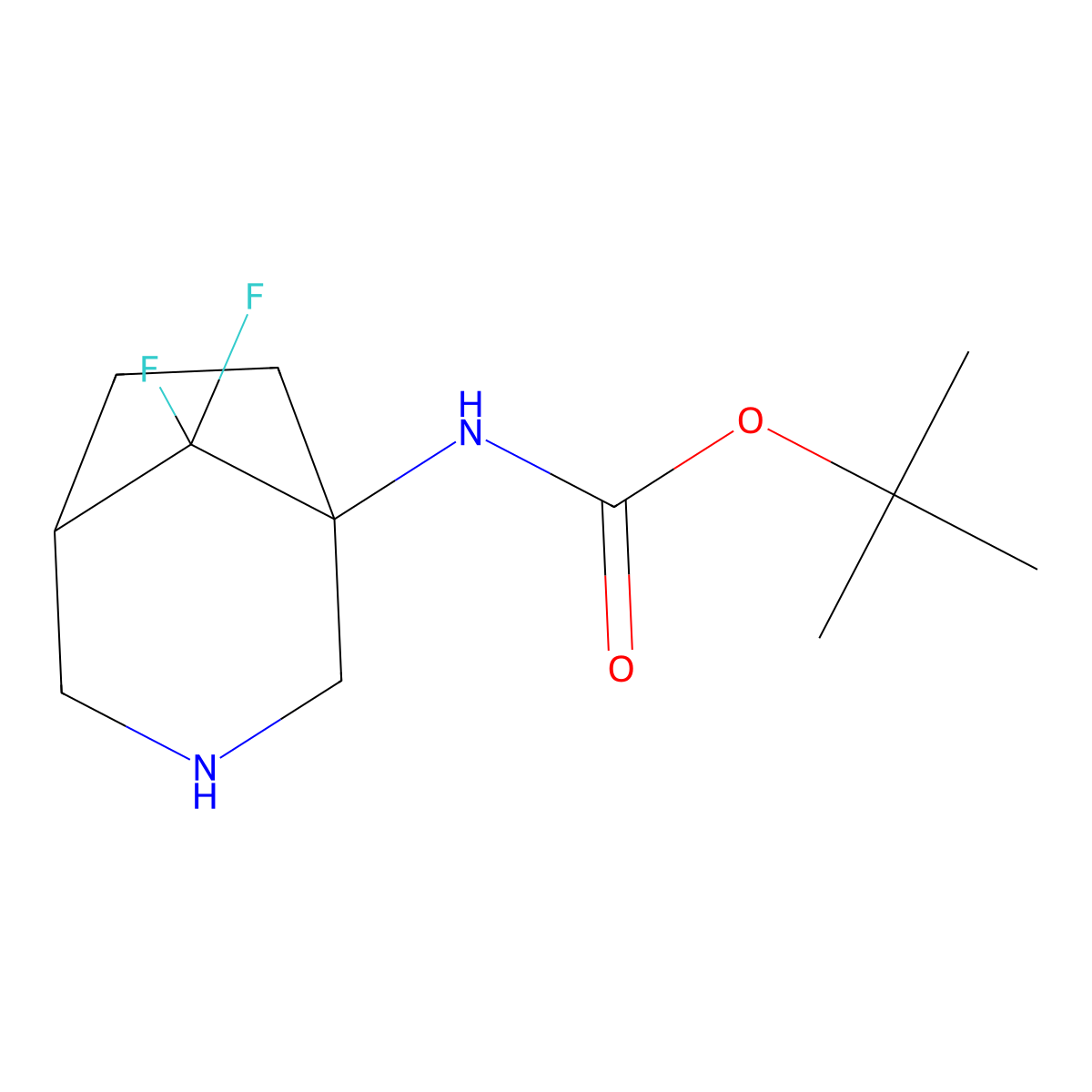 tert-butyl N-{8,8-difluoro-3-azabicyclo[3.2.1]octan-1-yl}carbamate molecular structure, CAS 2919946-30-6