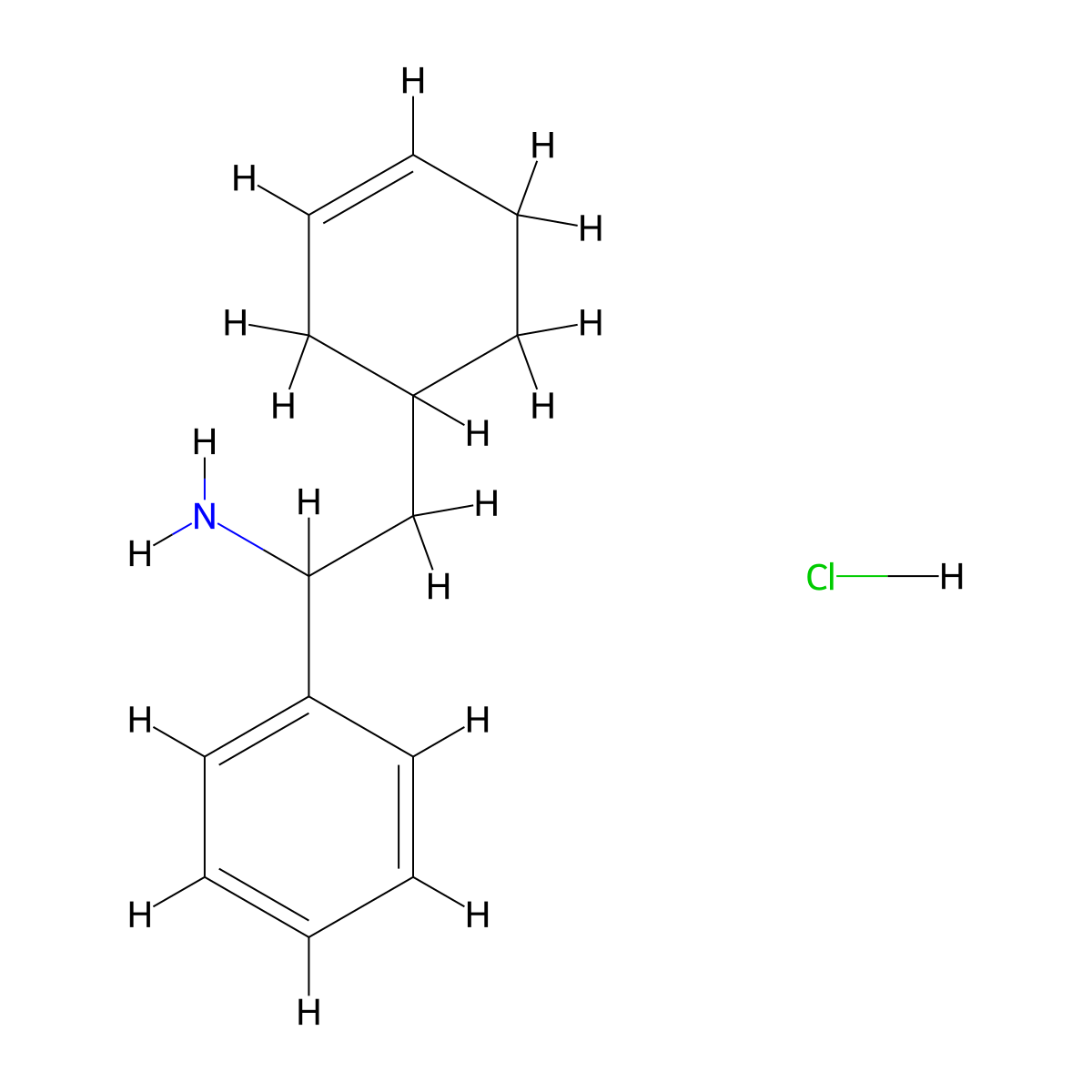 2-(Cyclohex-3-en-1-yl)-1-phenylethan-1-amine hydrochloride molecular structure, CAS 2919946-32-8