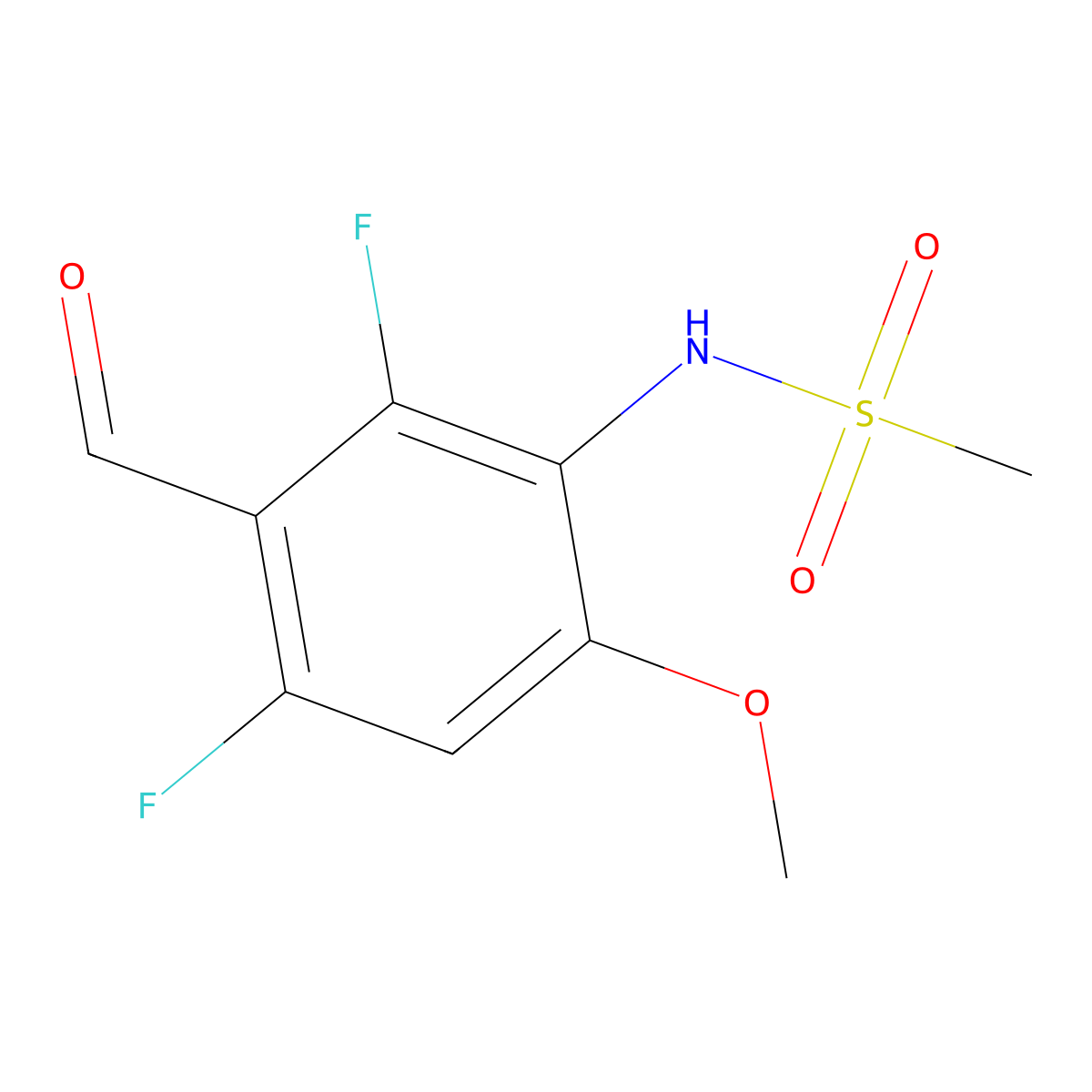 N-(2,4-difluoro-3-formyl-6-methoxyphenyl)methanesulfonamide molecular structure, CAS 2919946-33-9