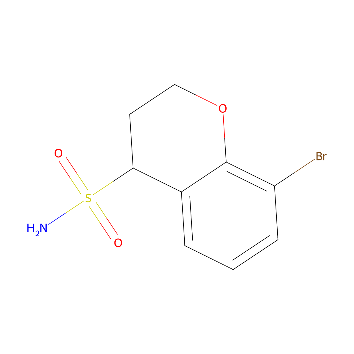 8-bromo-3,4-dihydro-2H-1-benzopyran-4-sulfonamide molecular structure, CAS 2919946-38-4