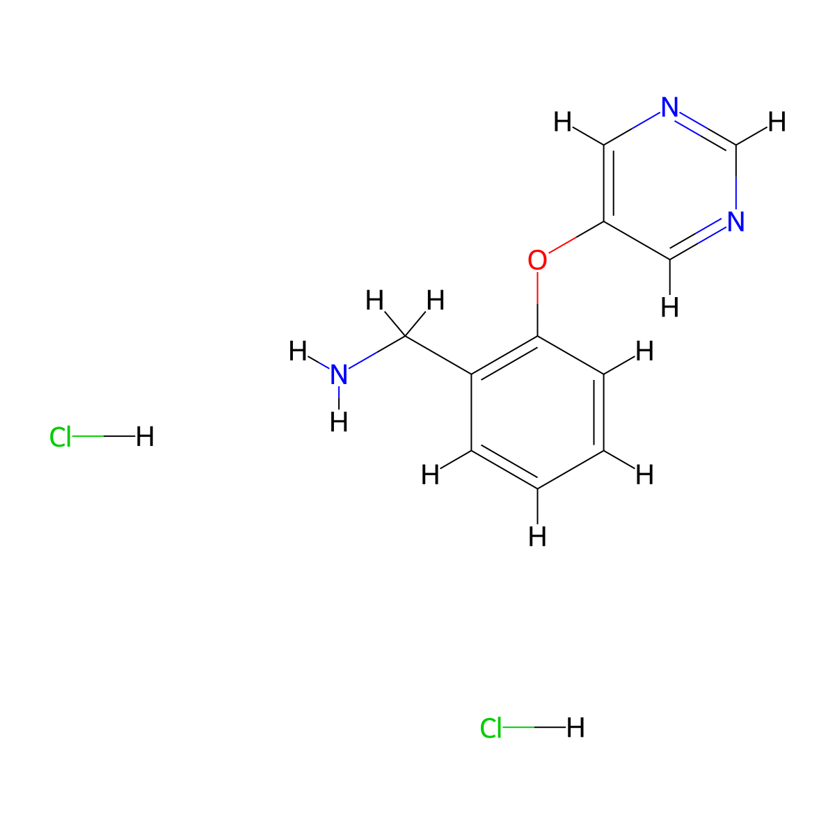 1-[2-(Pyrimidin-5-yloxy)phenyl]methanamine dihydrochloride molecular structure, CAS 2919946-51-1
