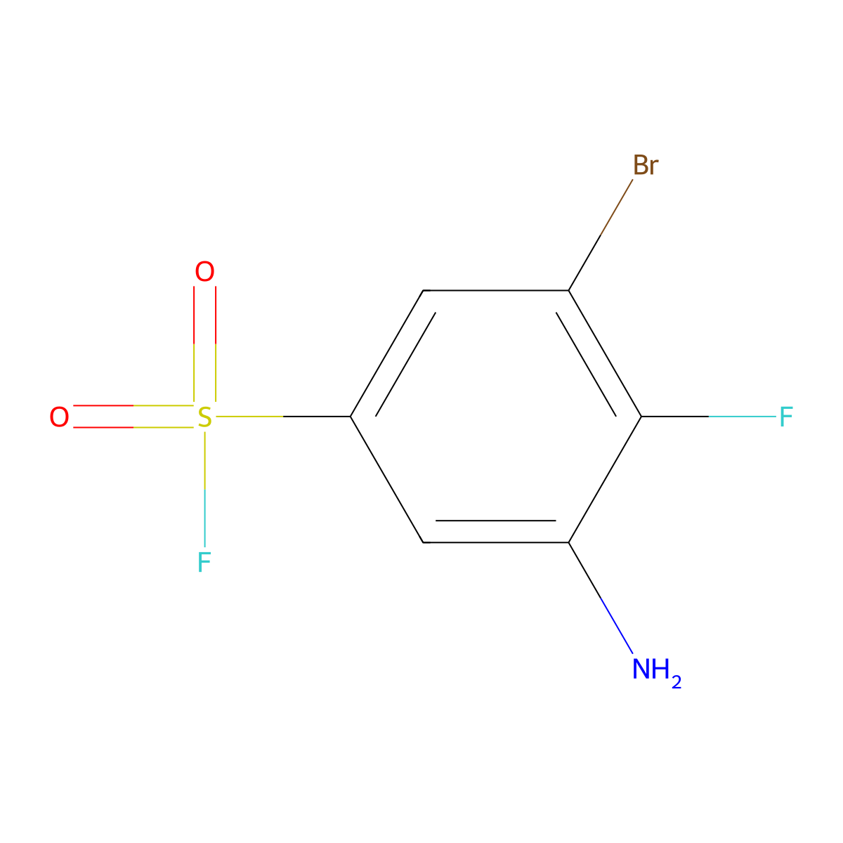 3-Amino-5-bromo-4-fluorobenzene-1-sulfonyl fluoride molecular structure, CAS 2919946-57-7