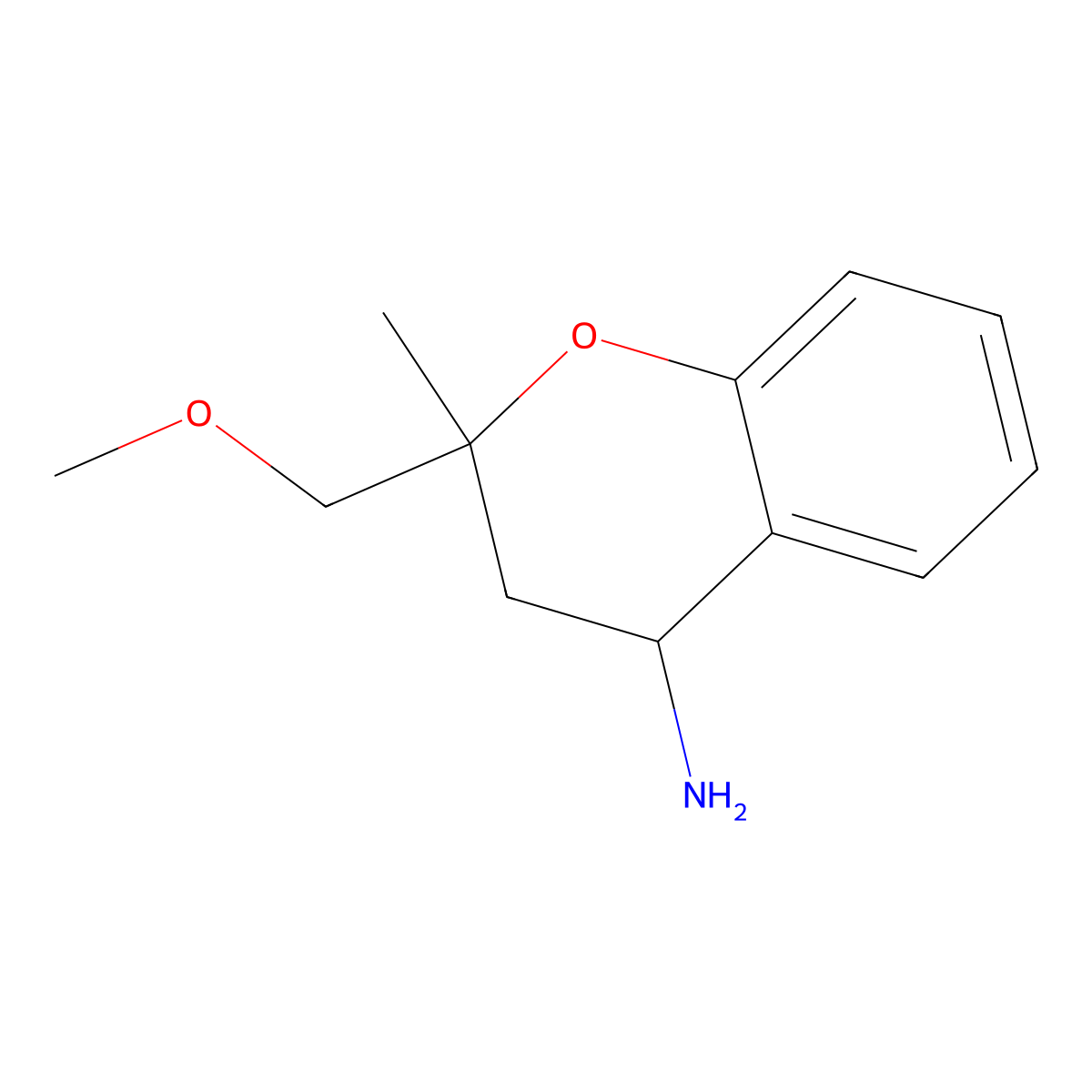 2-(methoxymethyl)-2-methyl-3,4-dihydro-2H-1-benzopyran-4-amine molecular structure, CAS 2919946-58-8
