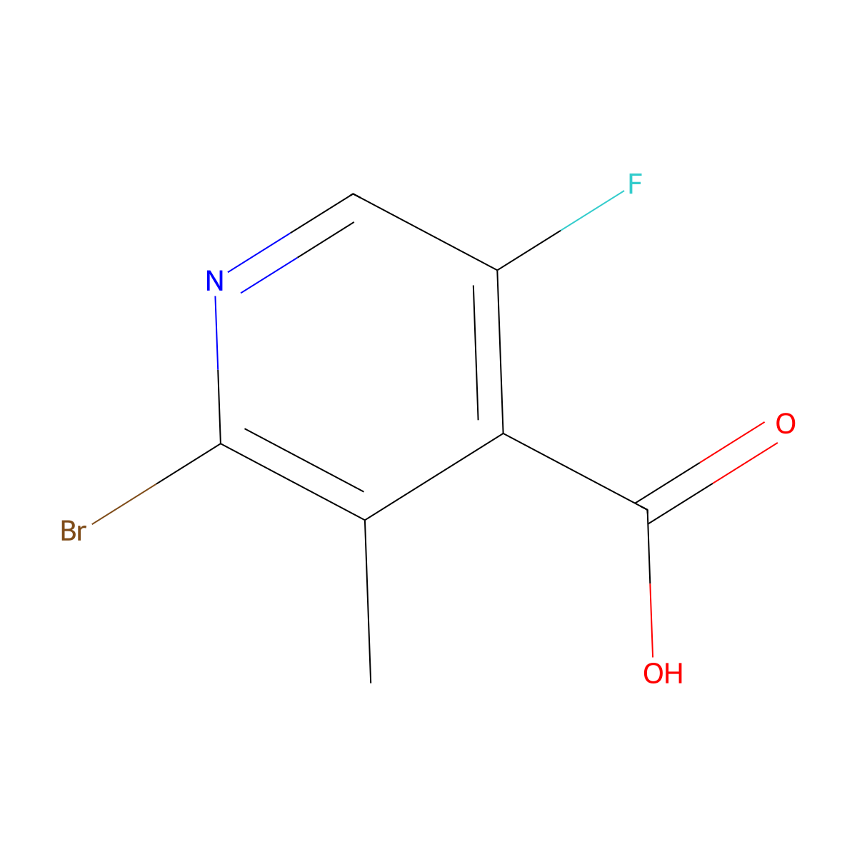 2-Bromo-5-fluoro-3-methylpyridine-4-carboxylic acid molecular structure, CAS 2919946-69-1