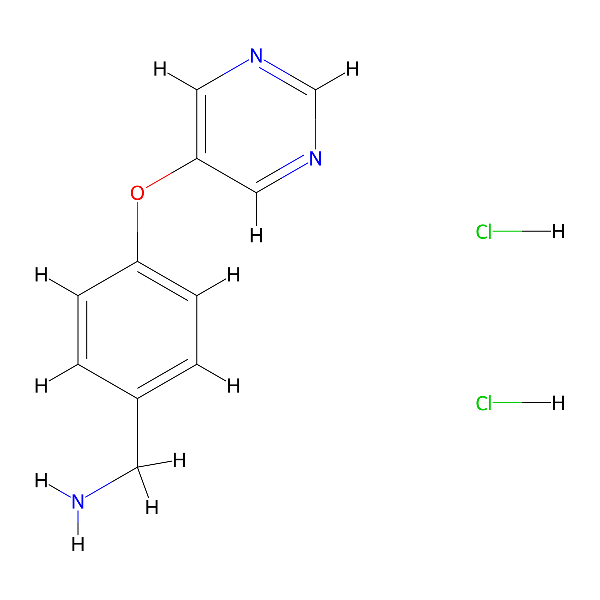 1-[4-(Pyrimidin-5-yloxy)phenyl]methanamine dihydrochloride molecular structure, CAS 2919946-70-4