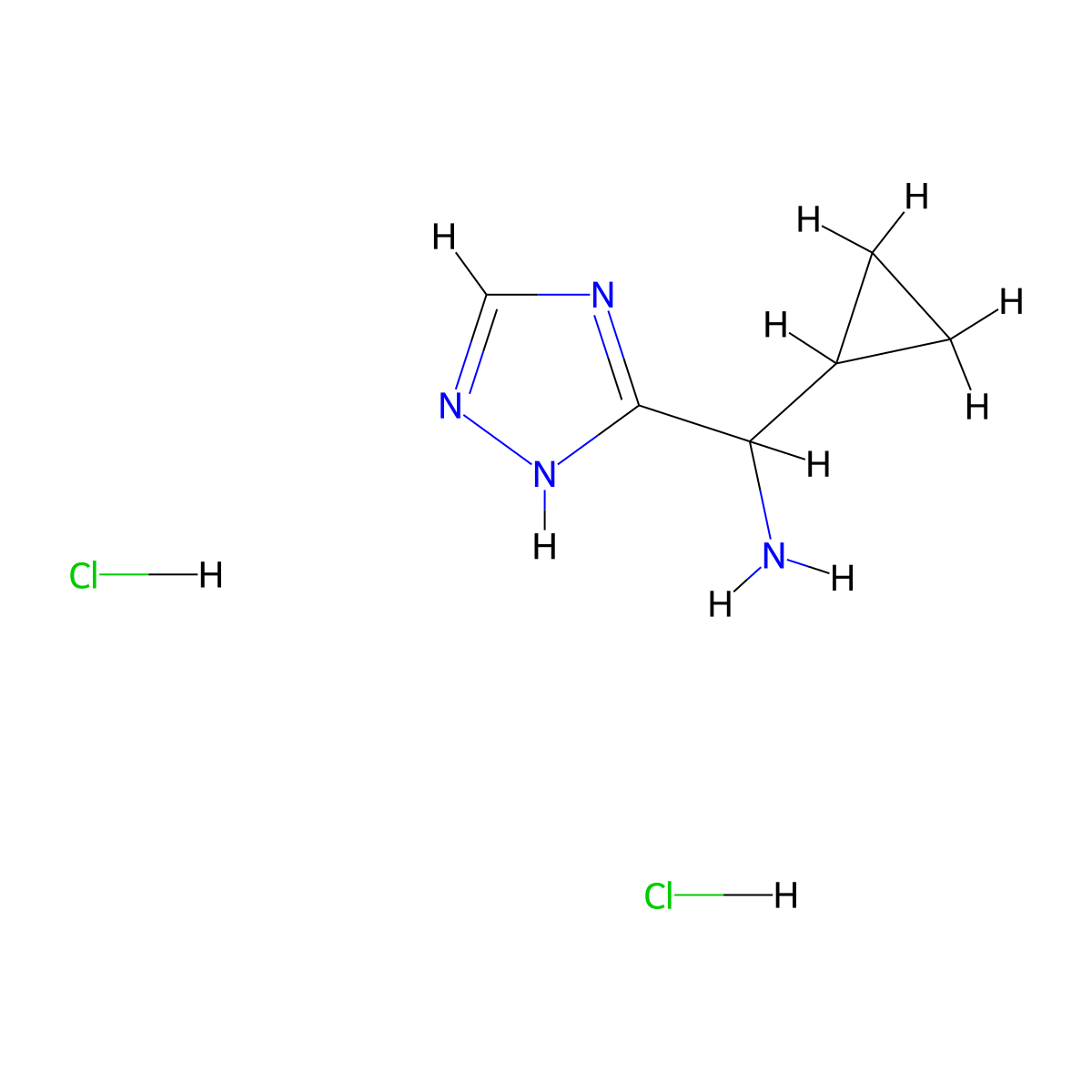 cyclopropyl(1H-1,2,4-triazol-5-yl)methanamine dihydrochloride molecular structure, CAS 2919946-80-6
