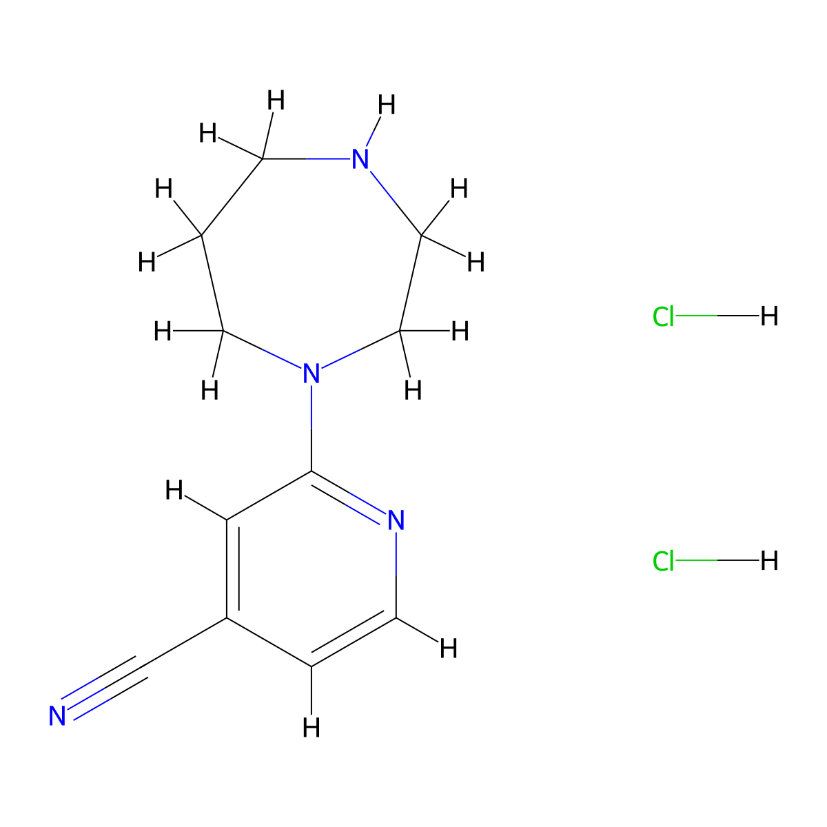 2-(1,4-Diazepan-1-yl)pyridine-4-carbonitrile dihydrochloride molecular structure, CAS 2919946-86-2