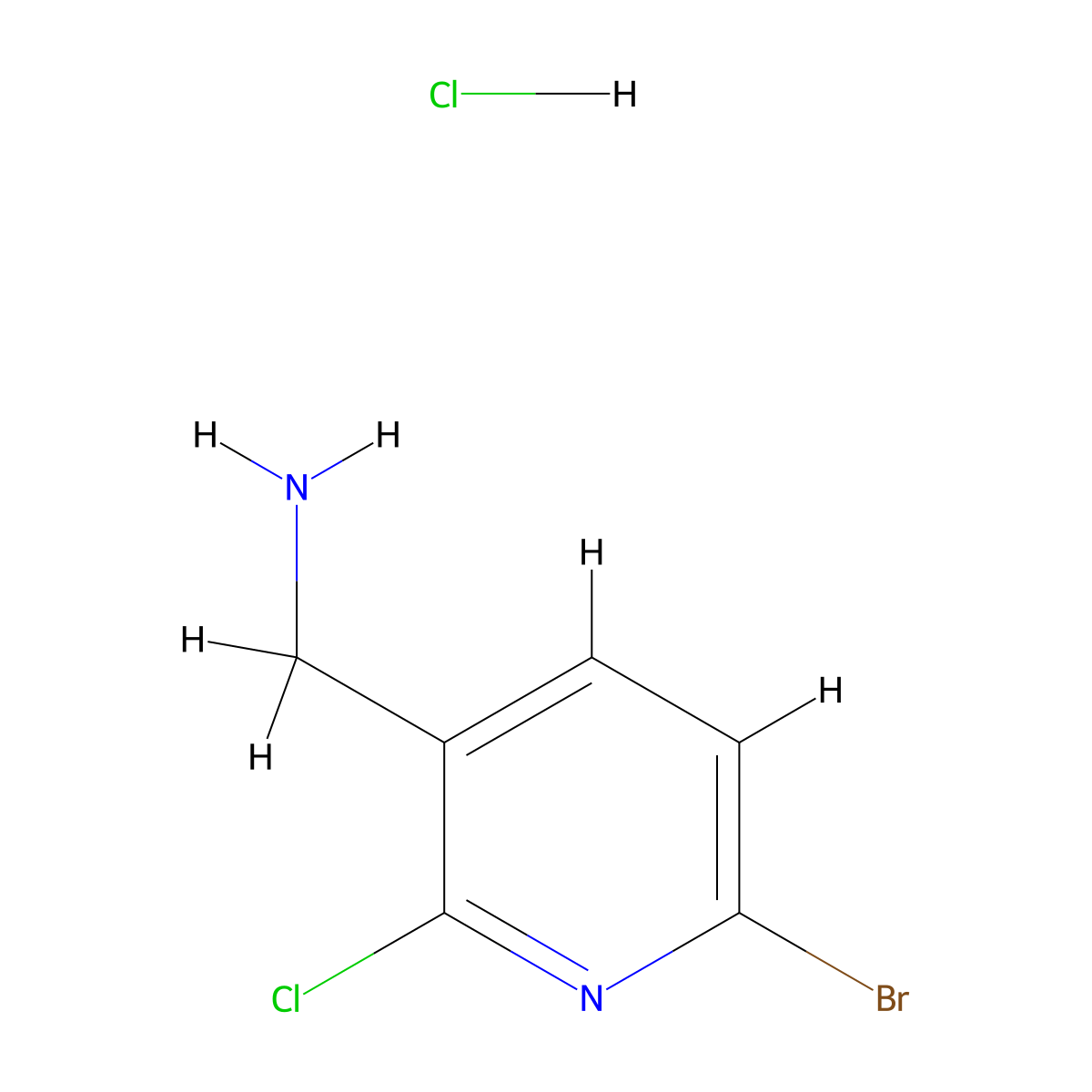 1-(6-Bromo-2-chloropyridin-3-yl)methanamine hydrochloride molecular structure, CAS 2919946-99-7