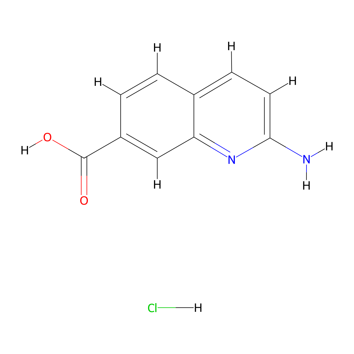 2-Aminoquinoline-7-carboxylic acid hydrochloride molecular structure, CAS 2919947-10-5