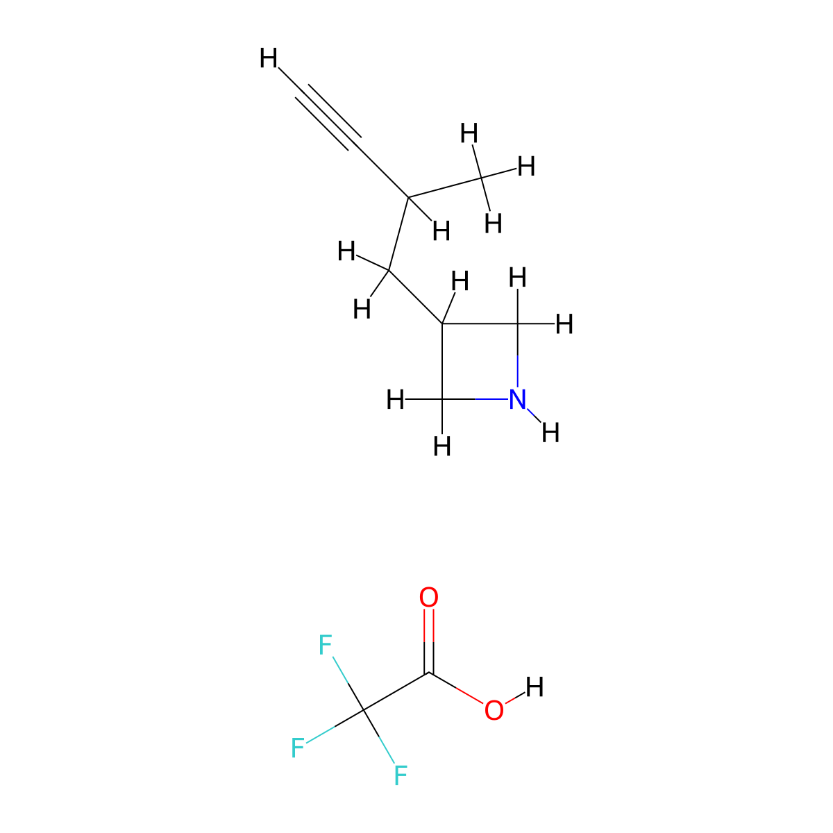 3-(2-Methylbut-3-yn-1-yl)azetidine; trifluoroacetic acid molecular structure, CAS 2919947-17-2