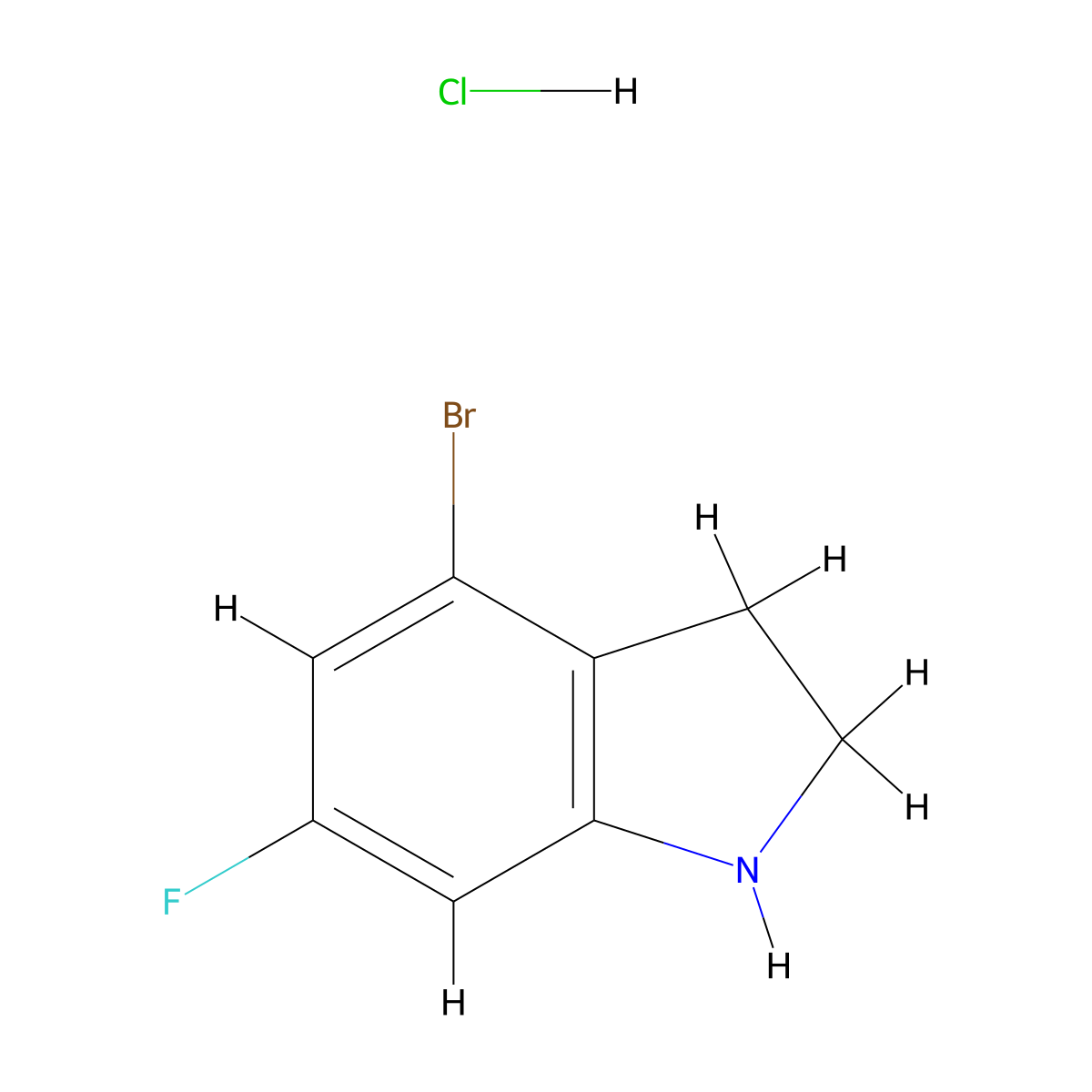 4-bromo-6-fluoro-2,3-dihydro-1H-indole hydrochloride molecular structure, CAS 2919947-21-8