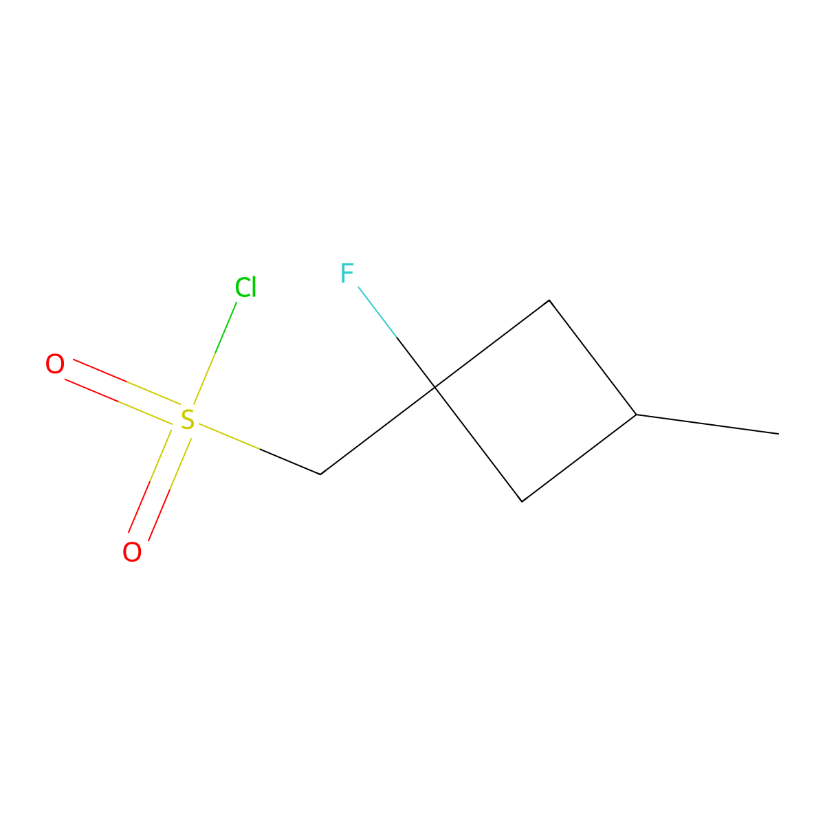(1-Fluoro-3-methylcyclobutyl)methanesulfonyl chloride molecular structure, CAS 2919947-22-9