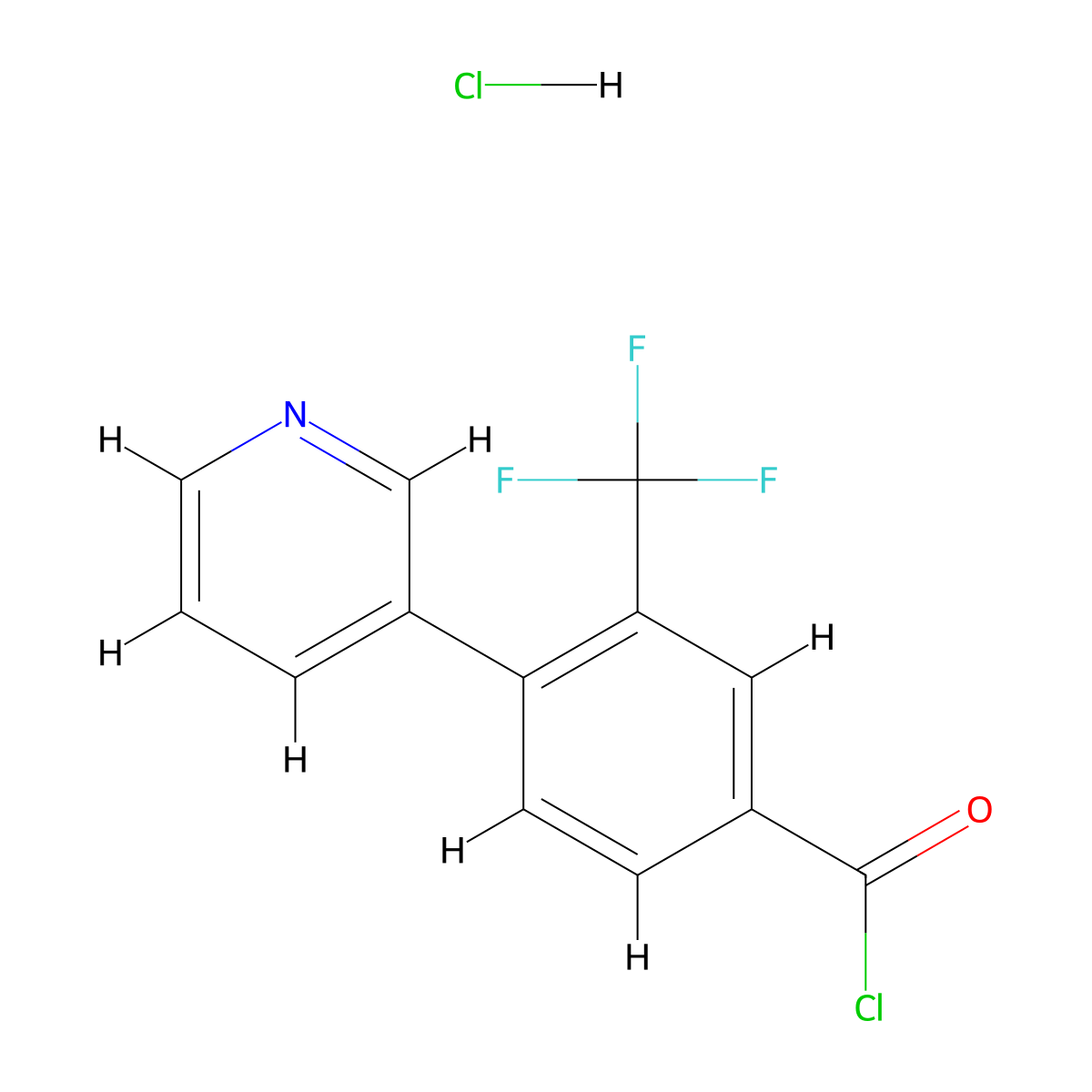 4-(Pyridin-3-yl)-3-(trifluoromethyl)benzoyl chloride hydrochloride molecular structure, CAS 2919947-23-0