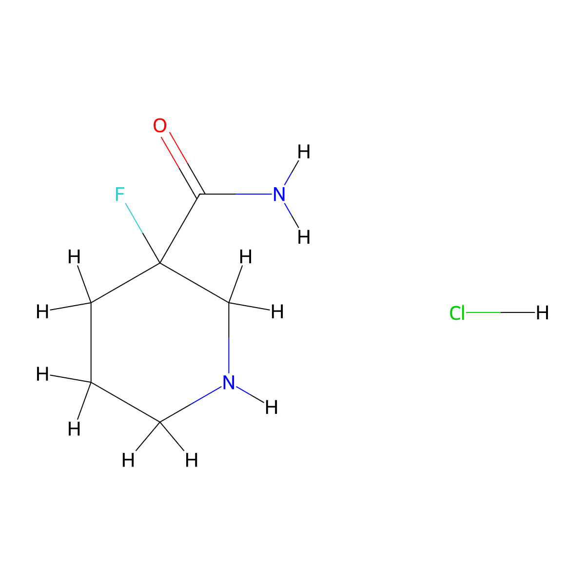 3-Fluoropiperidine-3-carboxamide hydrochloride molecular structure, CAS 2919947-37-6