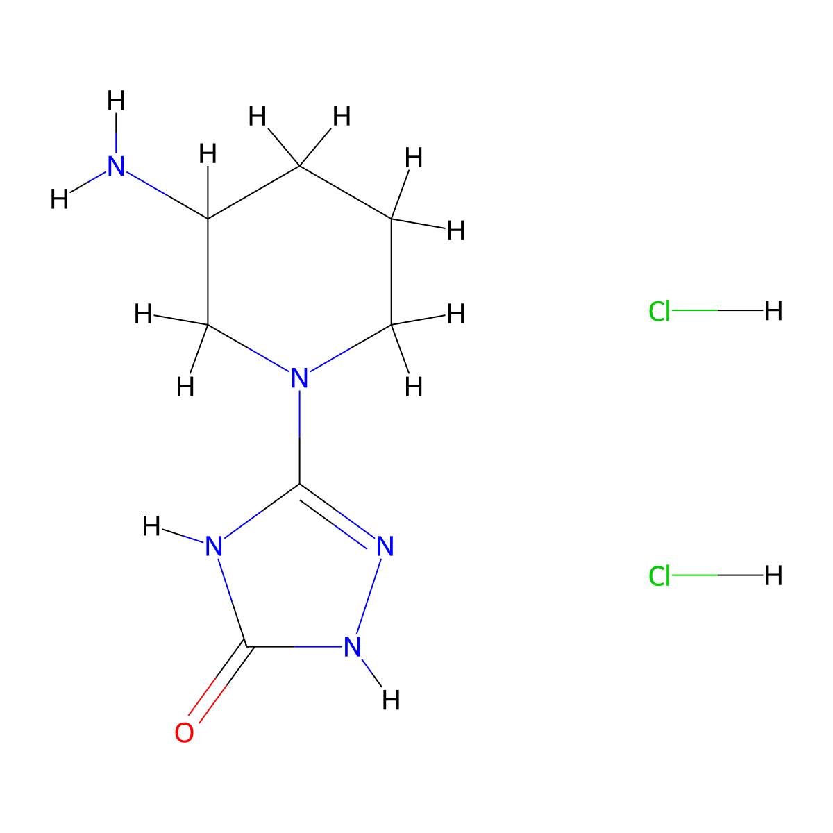 5-(3-aminopiperidin-1-yl)-4H-1,2,4-triazol-3-ol dihydrochloride molecular structure, CAS 2919947-38-7