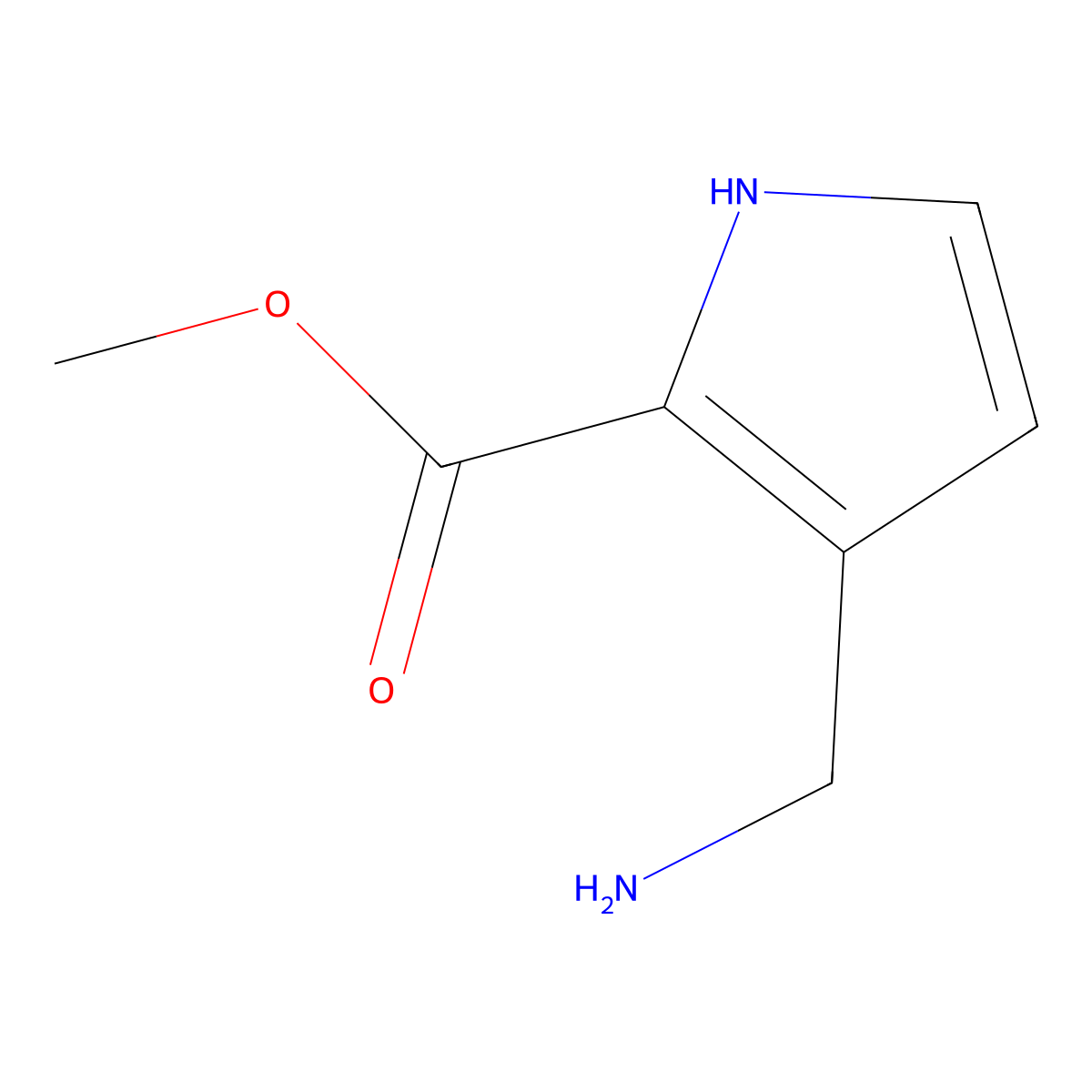 methyl 3-(aminomethyl)-1H-pyrrole-2-carboxylate molecular structure, CAS 2919947-39-8