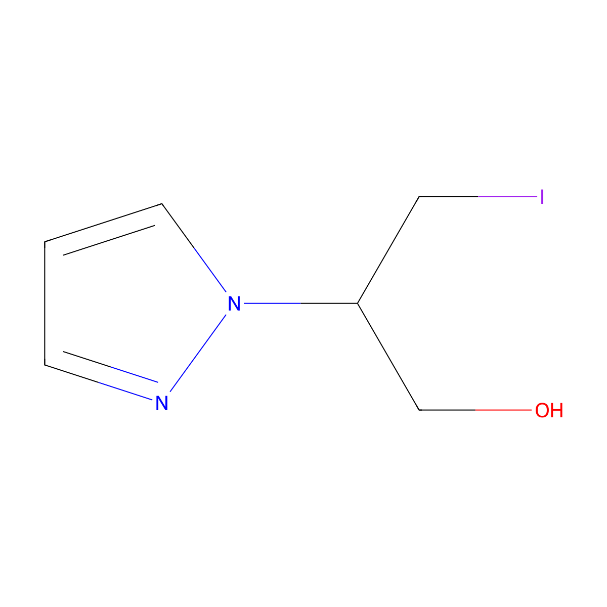 3-iodo-2-(1H-pyrazol-1-yl)propan-1-ol molecular structure, CAS 2919947-45-6