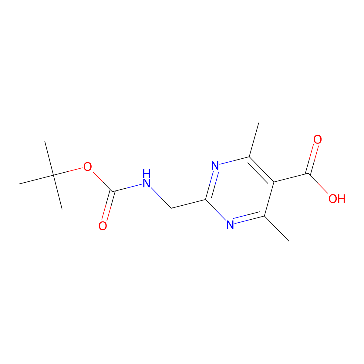 2-({[(Tert-butoxy)carbonyl]amino}methyl)-4,6-dimethylpyrimidine-5-carboxylicacid molecular structure, CAS 2919947-47-8