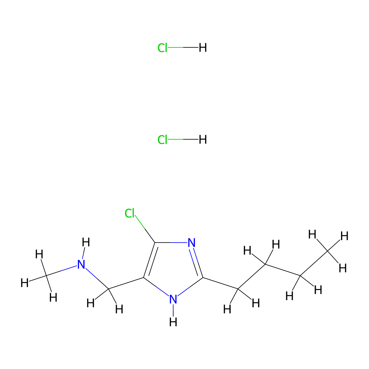 [(2-butyl-5-chloro-1H-imidazol-4-yl)methyl](methyl)amine dihydrochloride molecular structure, CAS 2919947-51-4