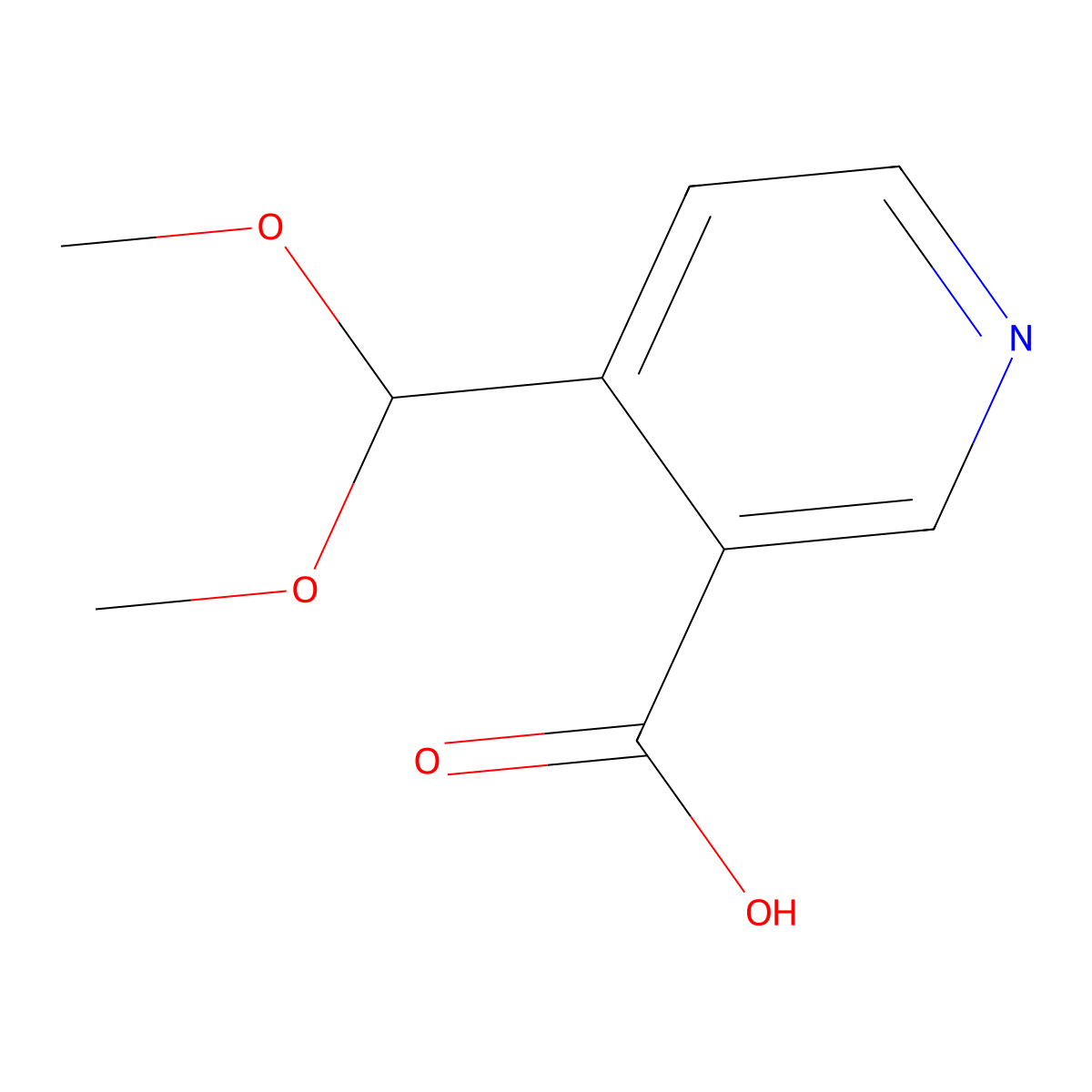 4-(Dimethoxymethyl)pyridine-3-carboxylic acid molecular structure, CAS 2919947-66-1