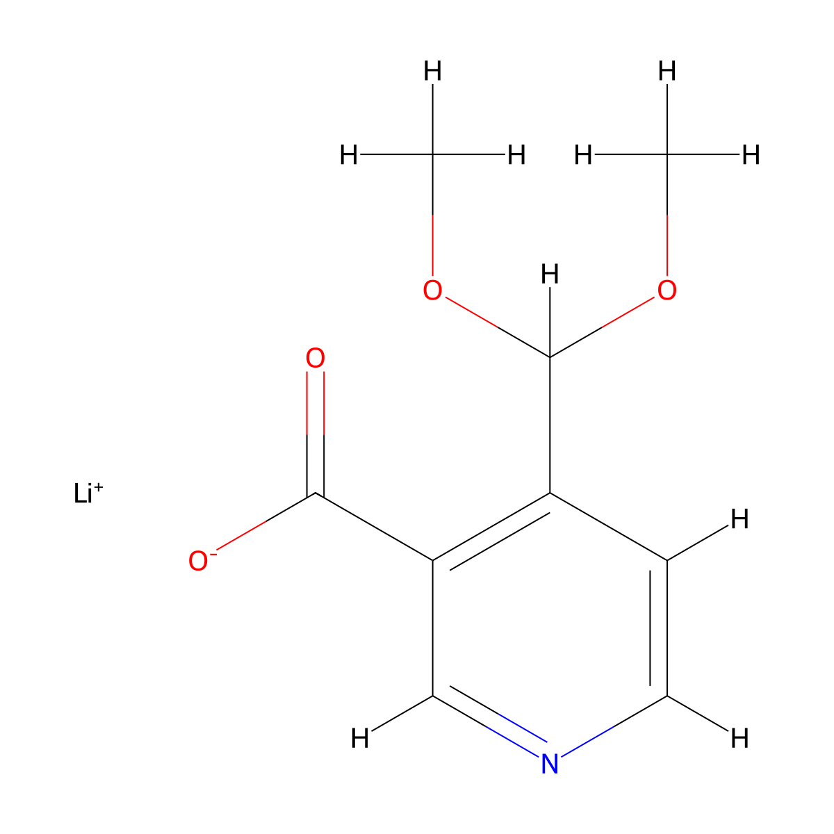 Lithium(1+)4-(dimethoxymethyl)pyridine-3-carboxylate molecular structure, CAS 2919947-67-2