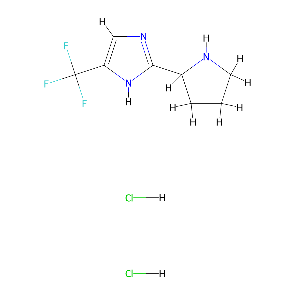 2-(pyrrolidin-2-yl)-4-(trifluoromethyl)-1H-imidazole dihydrochloride molecular structure, CAS 2919947-72-9
