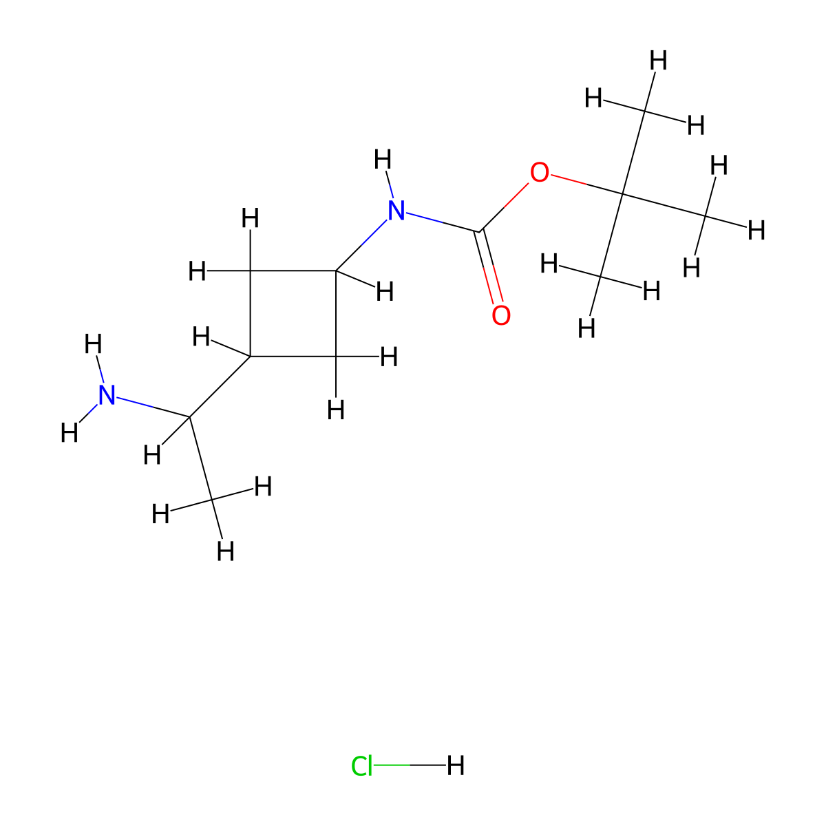 tert-butyl N-[3-(1-aminoethyl)cyclobutyl]carbamate hydrochloride molecular structure, CAS 2919947-79-6