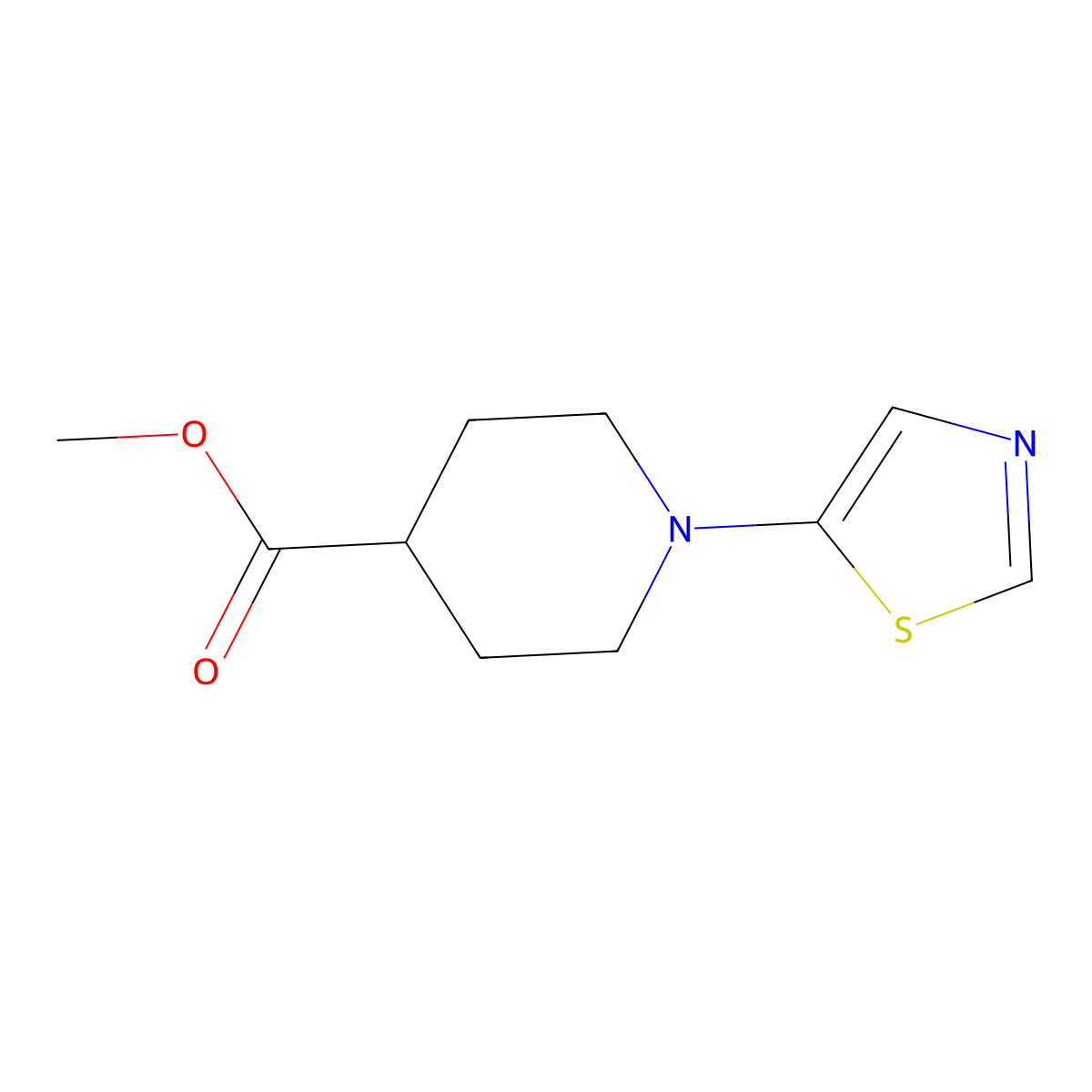 Methyl 1-(1,3-thiazol-5-yl)piperidine-4-carboxylate molecular structure, CAS 2919947-82-1