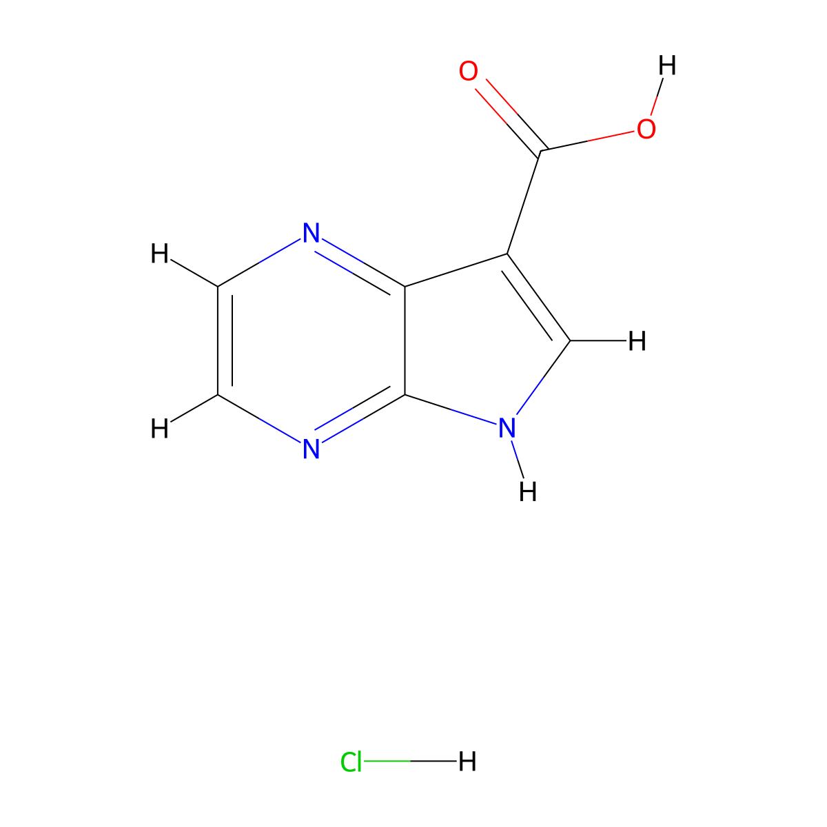 5H-pyrrolo[2,3-b]pyrazine-7-carboxylic acid hydrochloride molecular structure, CAS 2919947-83-2