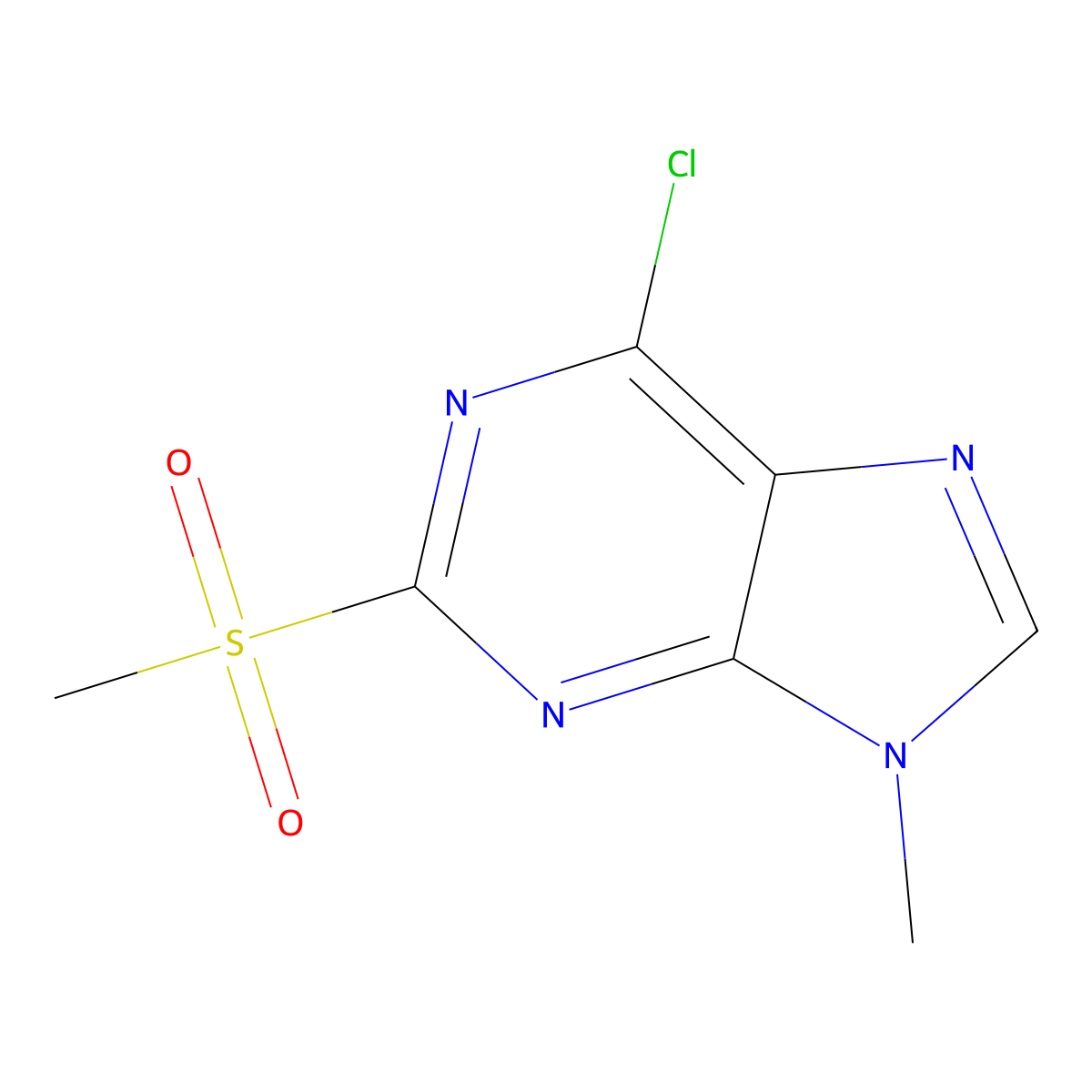 6-chloro-2-methanesulfonyl-9-methyl-9H-purine molecular structure, CAS 2919948-01-7