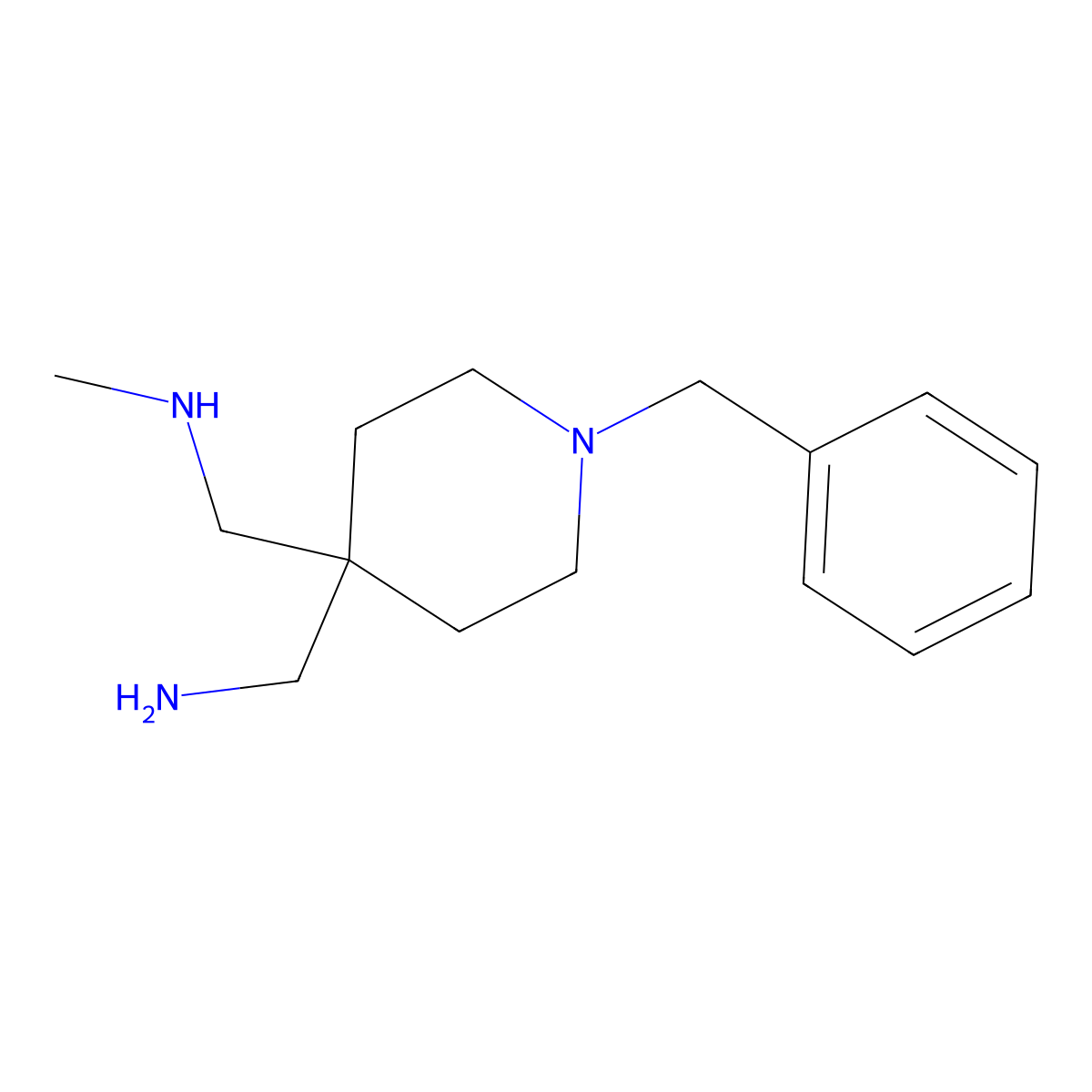 1-{1-Benzyl-4-[(methylamino)methyl]piperidin-4-yl}methanamine molecular structure, CAS 2919948-04-0