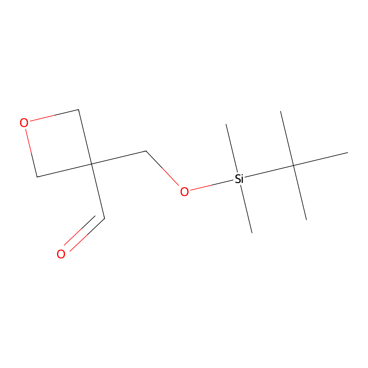 3-{[(Tert-butyldimethylsilyl)oxy]methyl}oxetane-3-carbaldehyde molecular structure, CAS 2919948-06-2