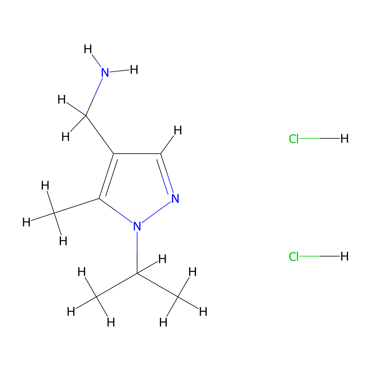 1-[5-methyl-1-(propan-2-yl)-1H-pyrazol-4-yl]methanamine dihydrochloride molecular structure, CAS 2919948-11-9