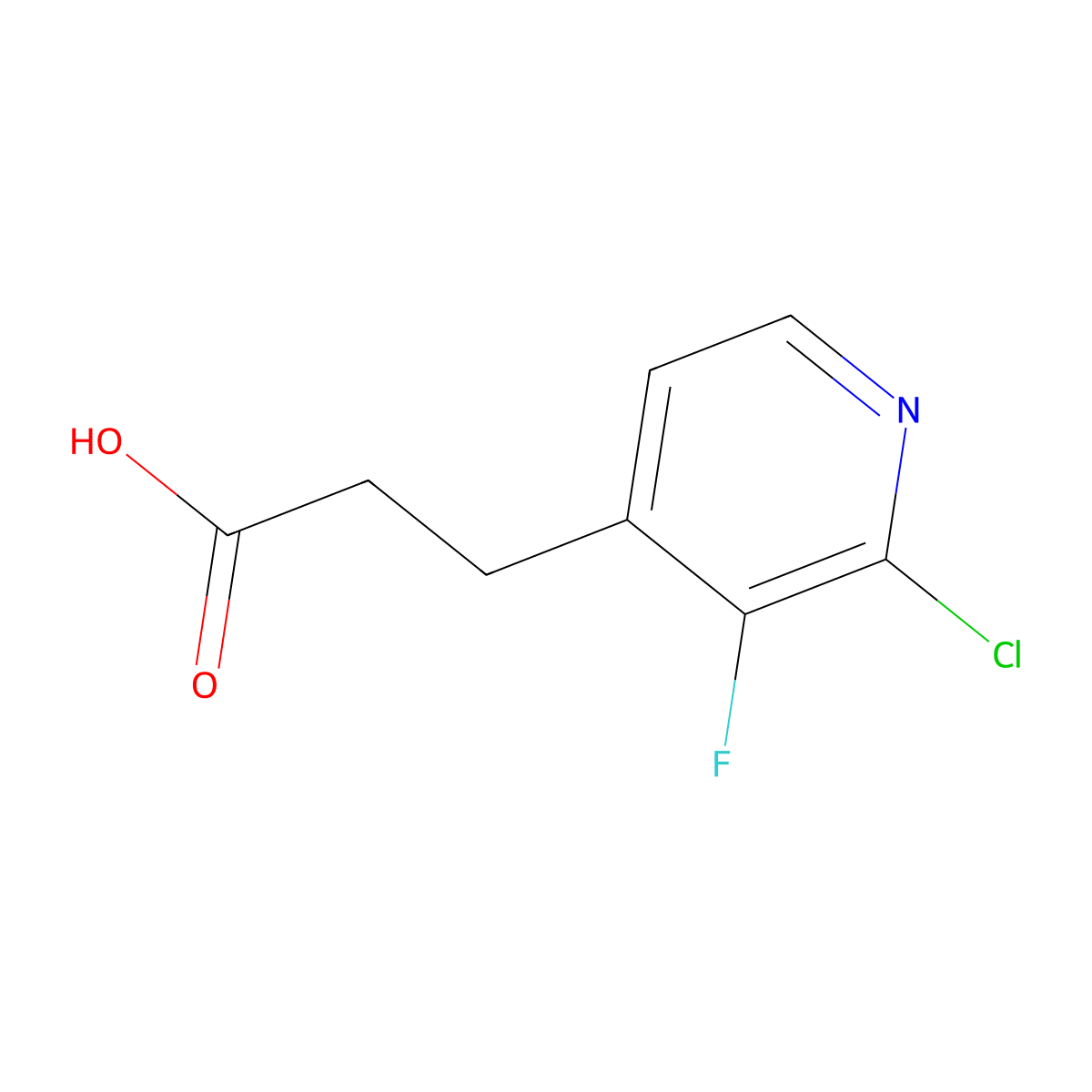 3-(2-Chloro-3-fluoropyridin-4-yl)propanoic acid molecular structure, CAS 2919948-13-1