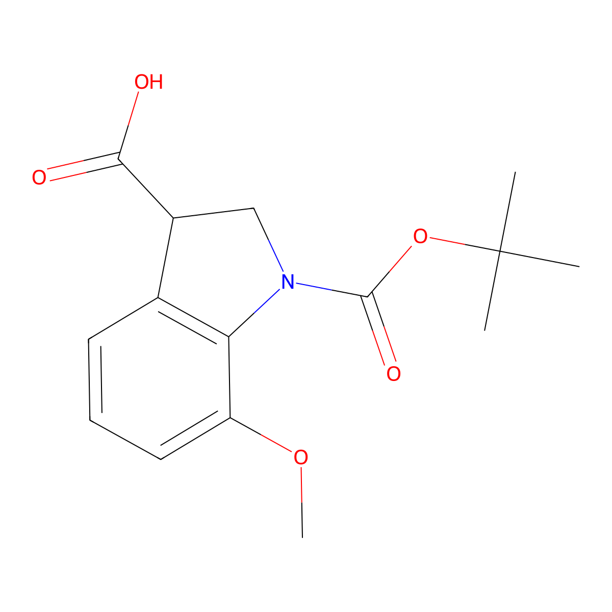 1-[(tert-butoxy)carbonyl]-7-methoxy-2,3-dihydro-1H-indole-3-carboxylic acid molecular structure, CAS 2919954-27-9