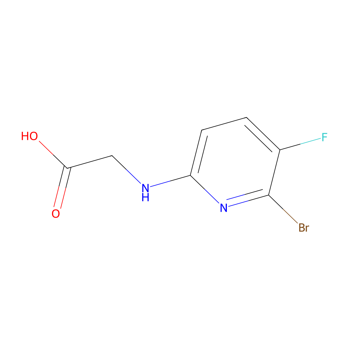 2-[(6-Bromo-5-fluoropyridin-2-yl)amino]acetic acid molecular structure, CAS 2919954-36-0
