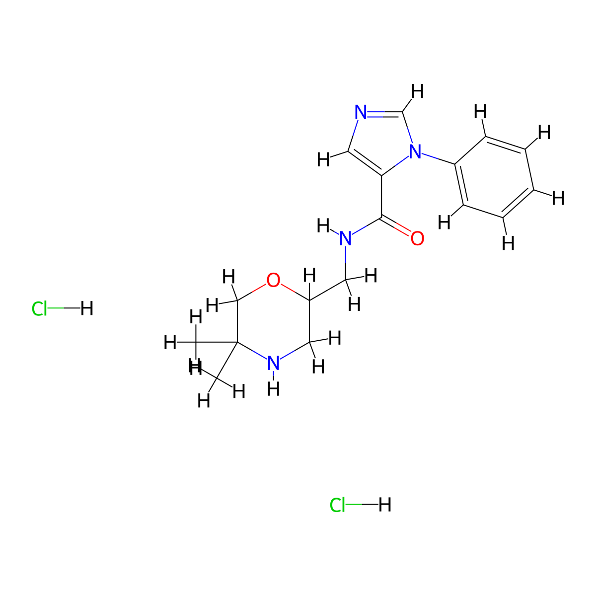 N-[(5,5-dimethylmorpholin-2-yl)methyl]-1-phenyl-1H-imidazole-5-carboxamide dihydrochloride molecular structure, CAS 2919954-40-6