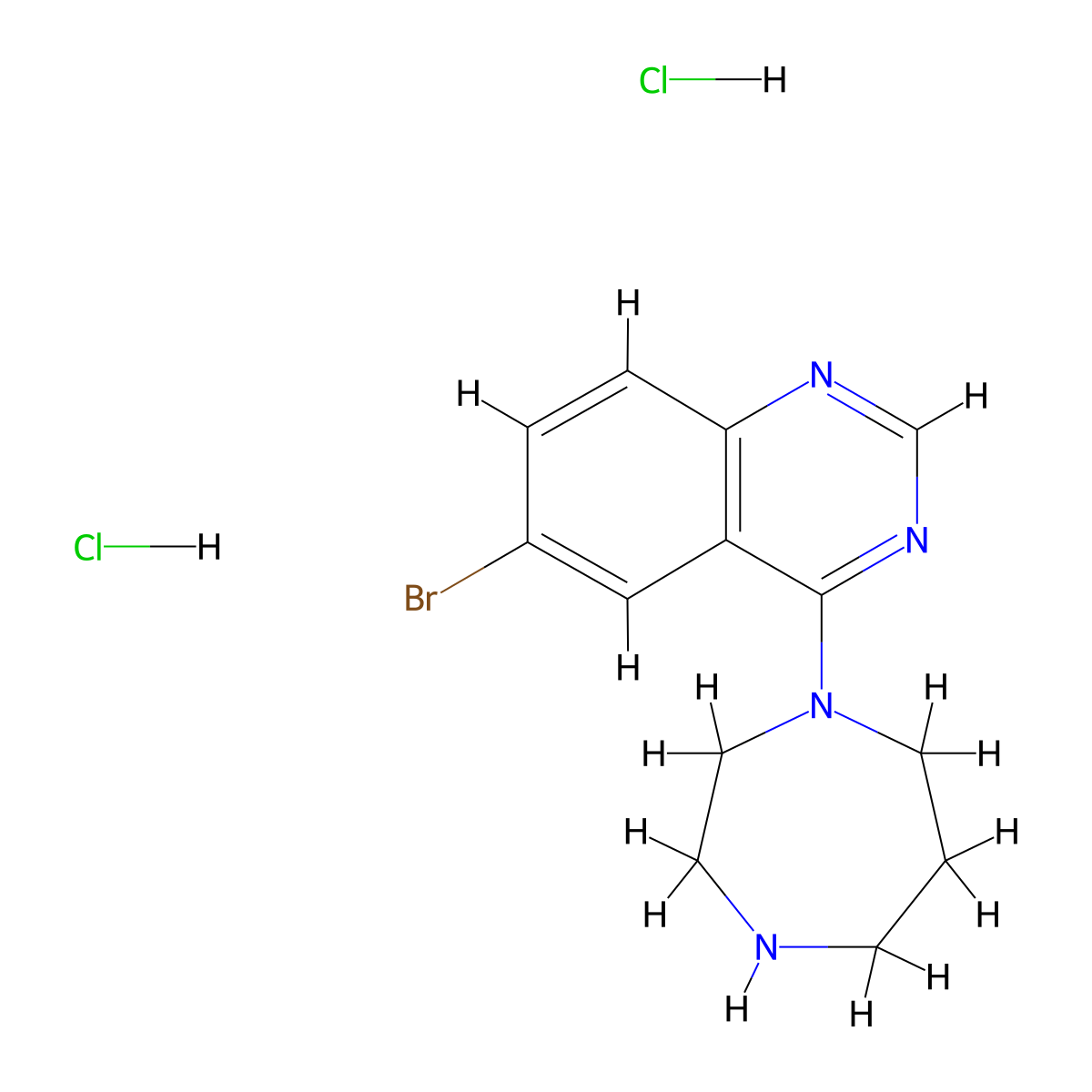 6-Bromo-4-(1,4-diazepan-1-yl)quinazoline dihydrochloride molecular structure, CAS 2919954-55-3