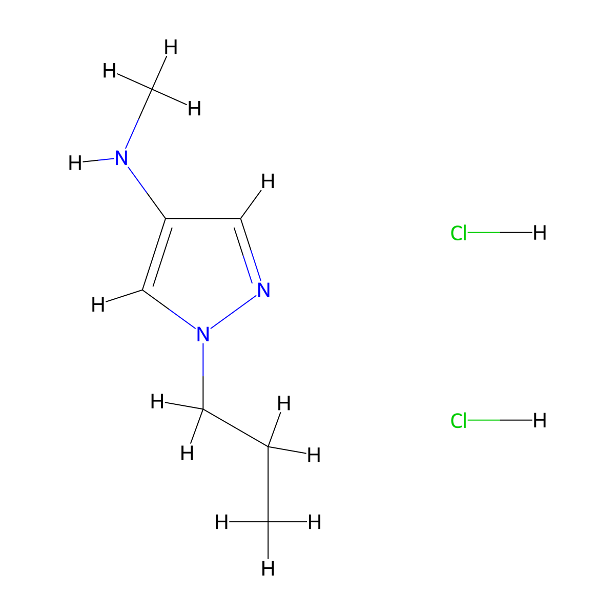 N-methyl-1-propyl-1H-pyrazol-4-amine dihydrochloride molecular structure, CAS 2919954-56-4