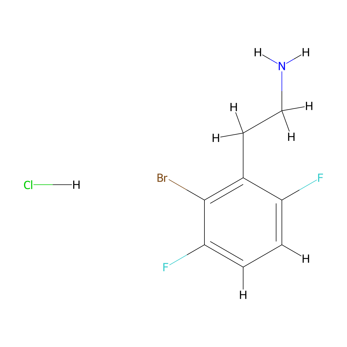 2-(2-Bromo-3,6-difluorophenyl)ethan-1-amine hydrochloride molecular structure, CAS 2919954-59-7