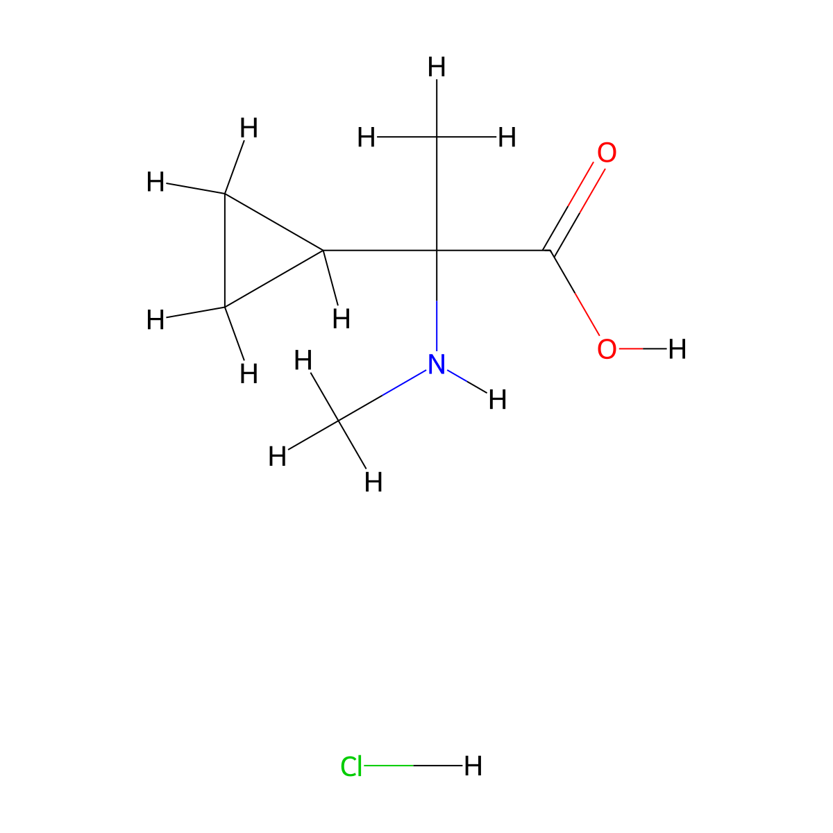 2-Cyclopropyl-2-(methylamino)propanoic acid hydrochloride molecular structure, CAS 2919954-61-1
