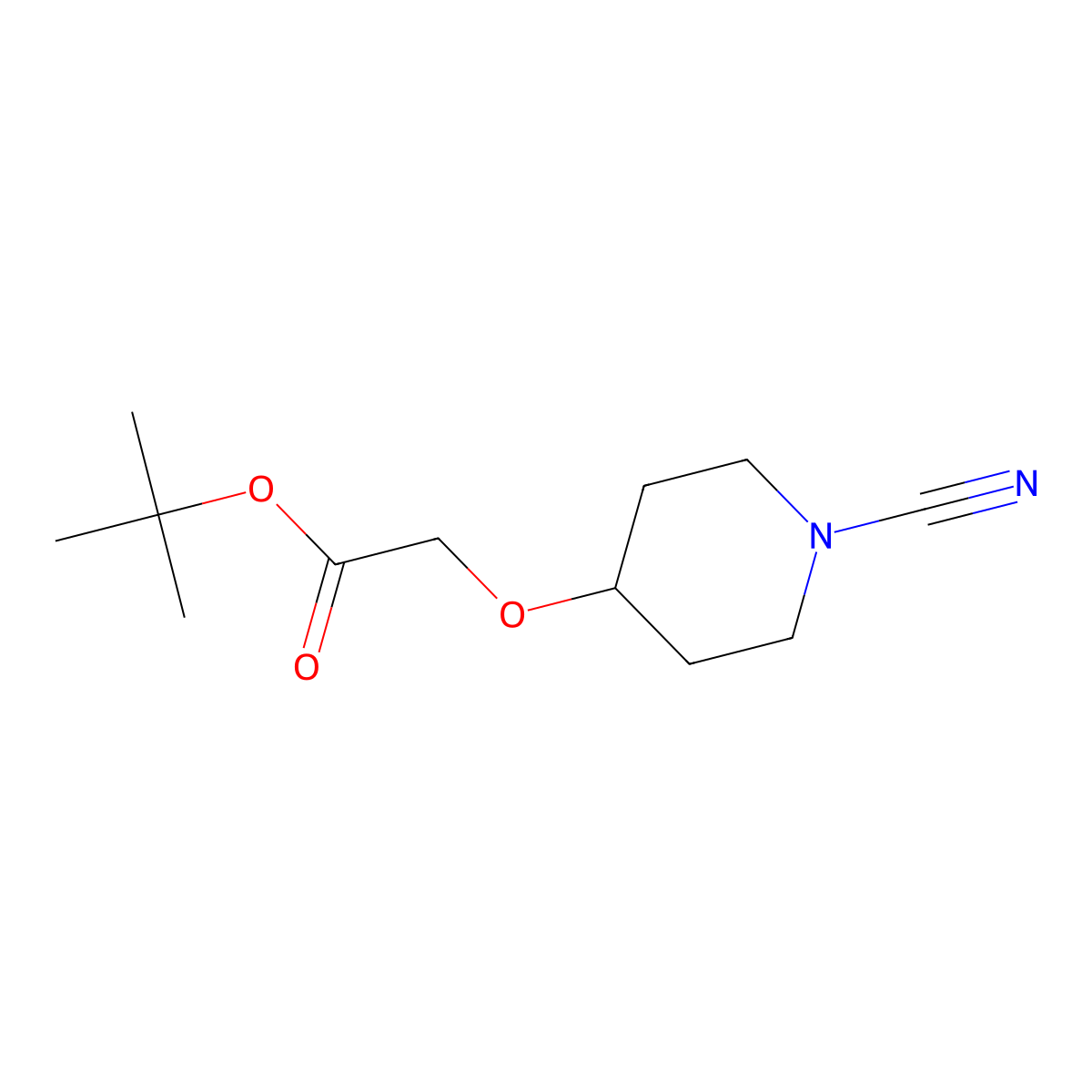 Tert-butyl 2-[(1-cyanopiperidin-4-yl)oxy]acetate molecular structure, CAS 2919954-64-4