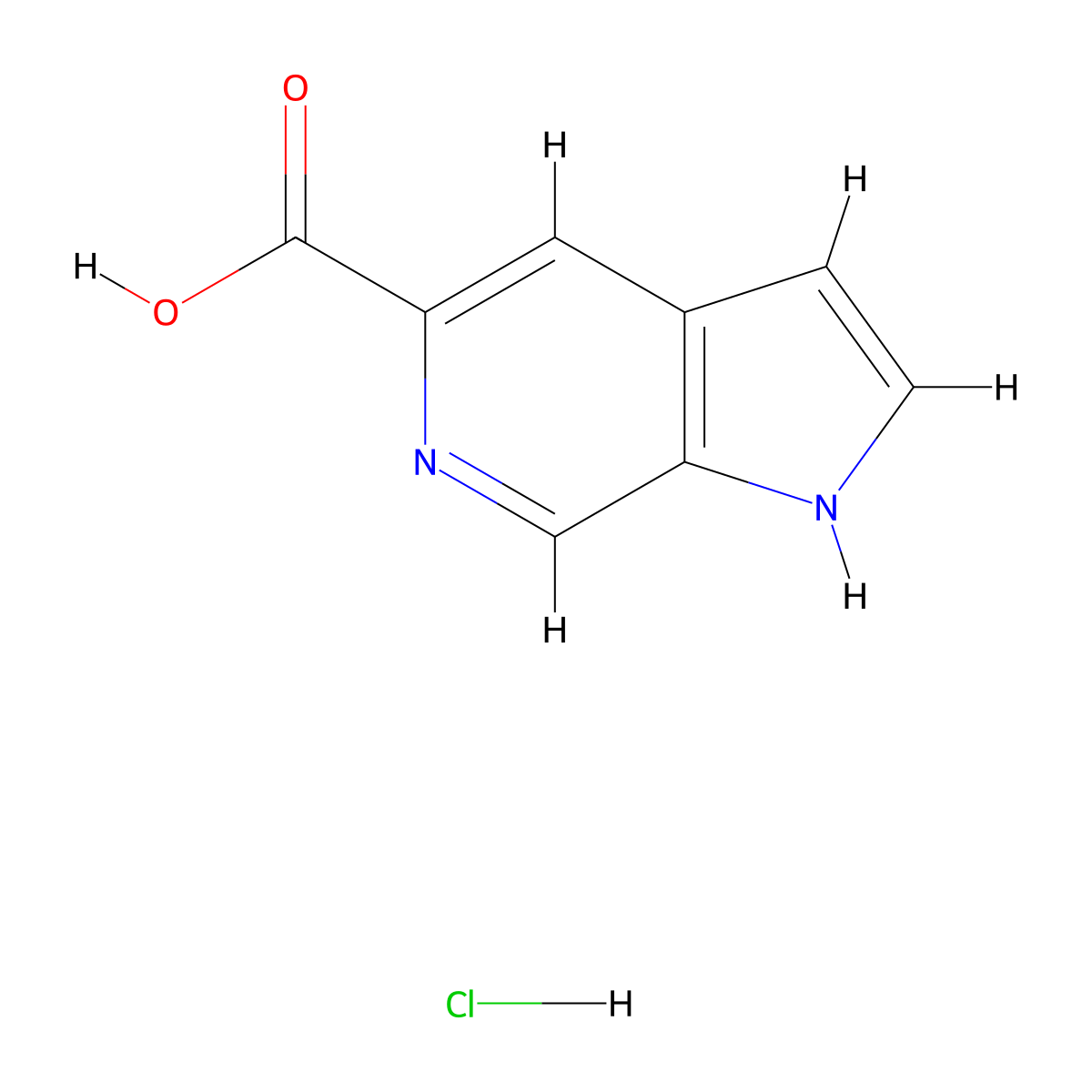 1H-pyrrolo[2,3-c]pyridine-5-carboxylic acid hydrochloride molecular structure, CAS 2919954-67-7